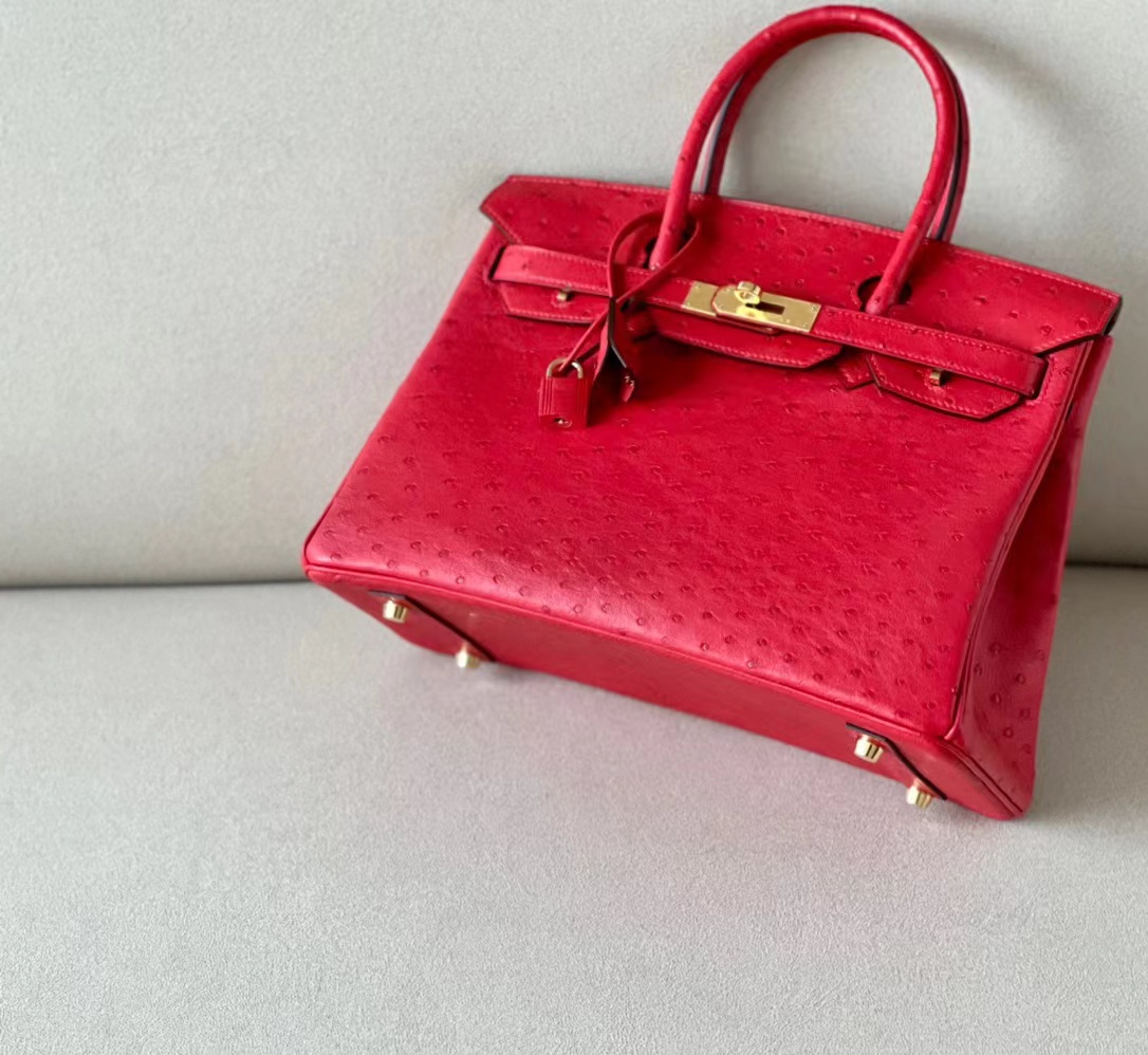 Ostrich skin #S3 Rouge coeur Birkin 25-35cm