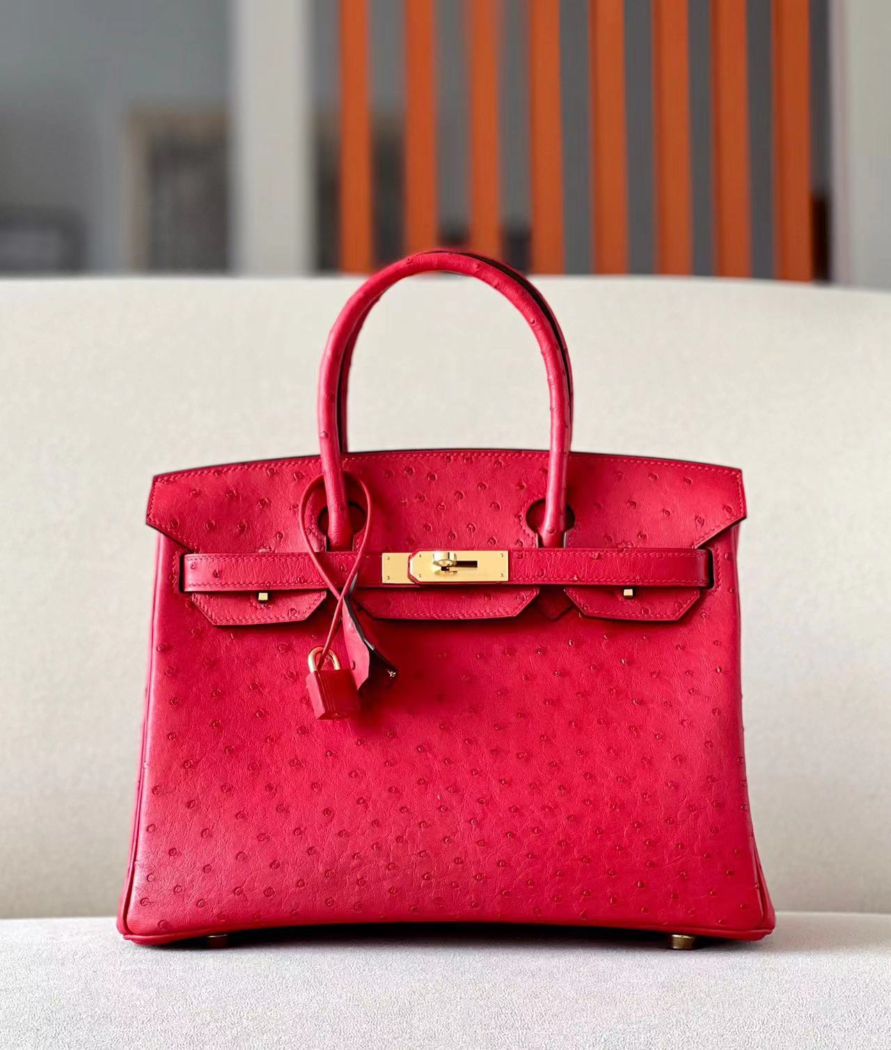 Ostrich skin #S3 Rouge coeur Birkin 25-35cm