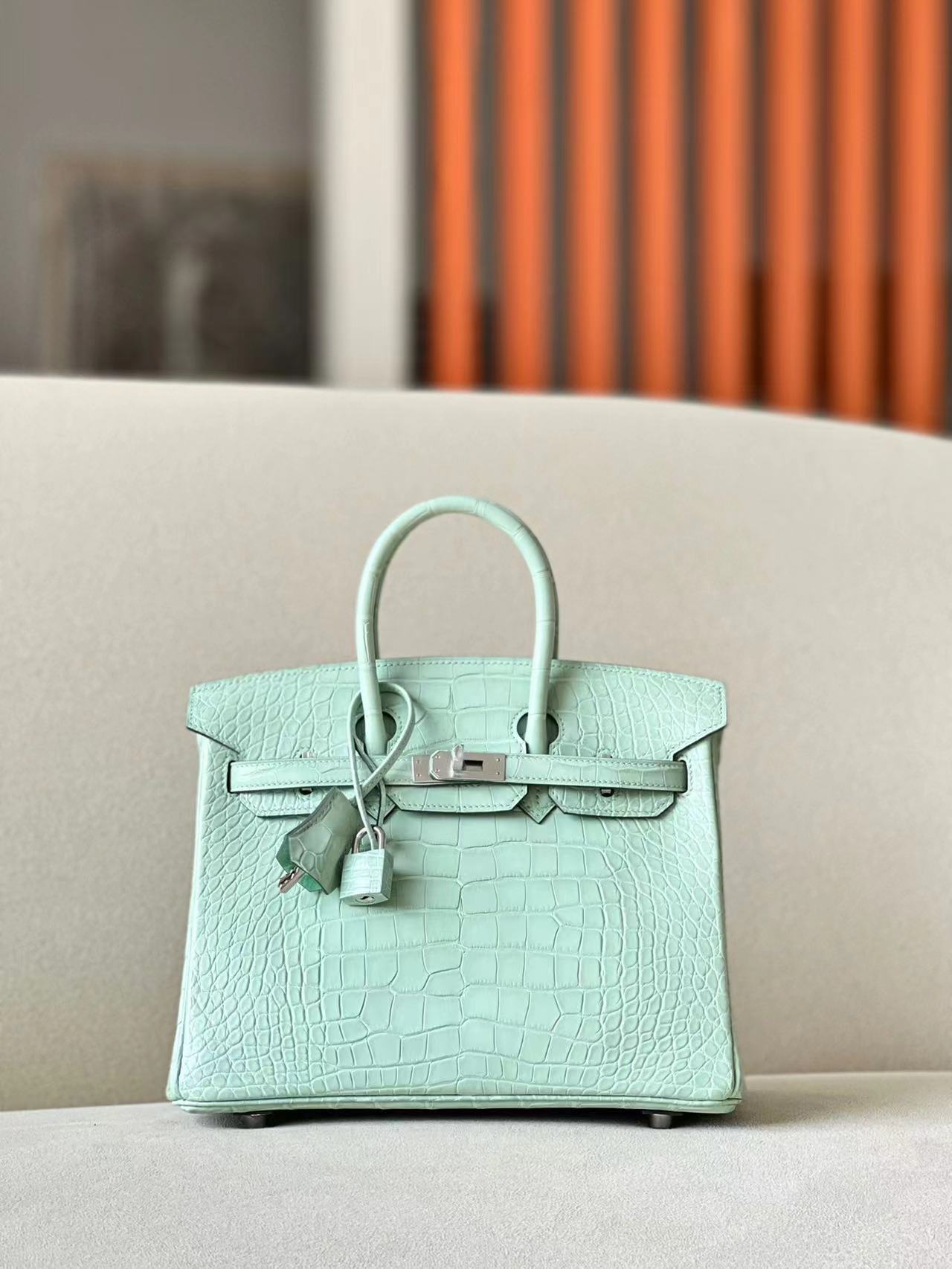 Crocodile leather #6U Vert d`Eau Birkin 25-30cm