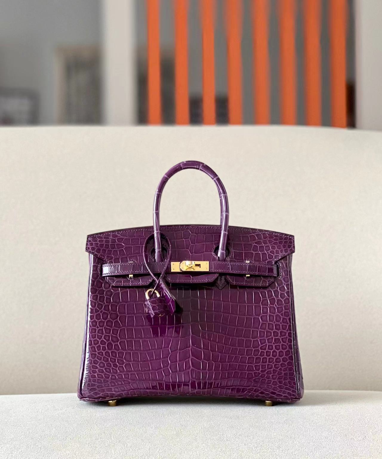 Crocodile skin  #96 Amethyst  Birkin 25-30cm Birkin