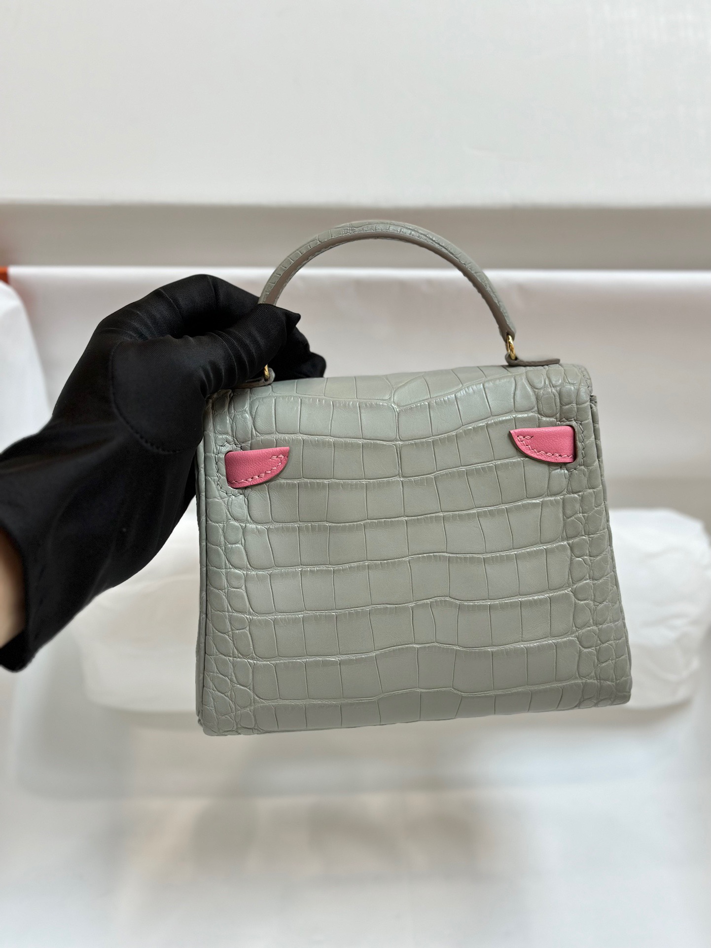 Advanced customization Kelly doll crocodile skin Pearl ash