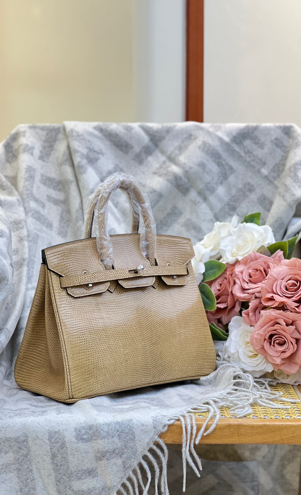 Lizard skin Gris Corde Birkin 25-30cm