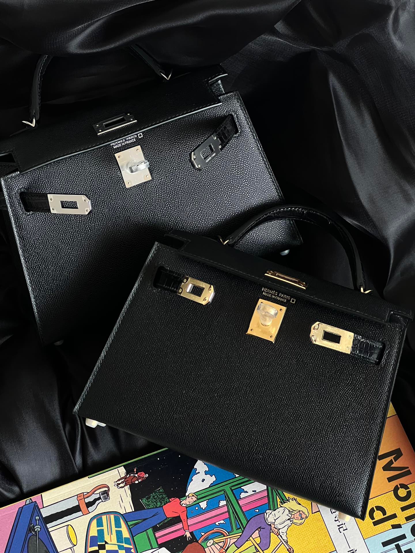 Hermes  Mini Kelly Touch #89 Nolr Crocodile Epsom