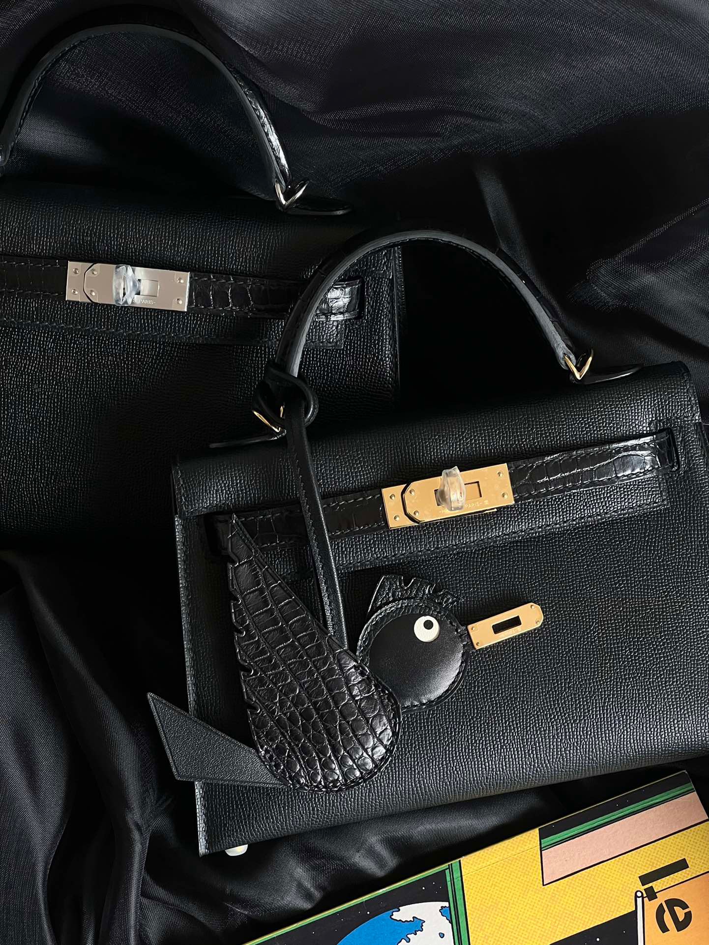 Hermes  Mini Kelly Touch #89 Nolr Crocodile Epsom