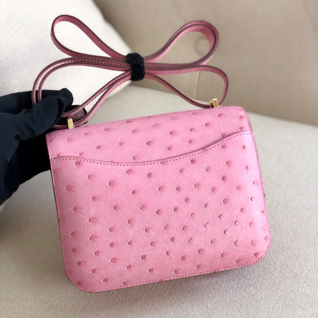 Hermes Constance #L4 Rose Bubblegum  Ostrich