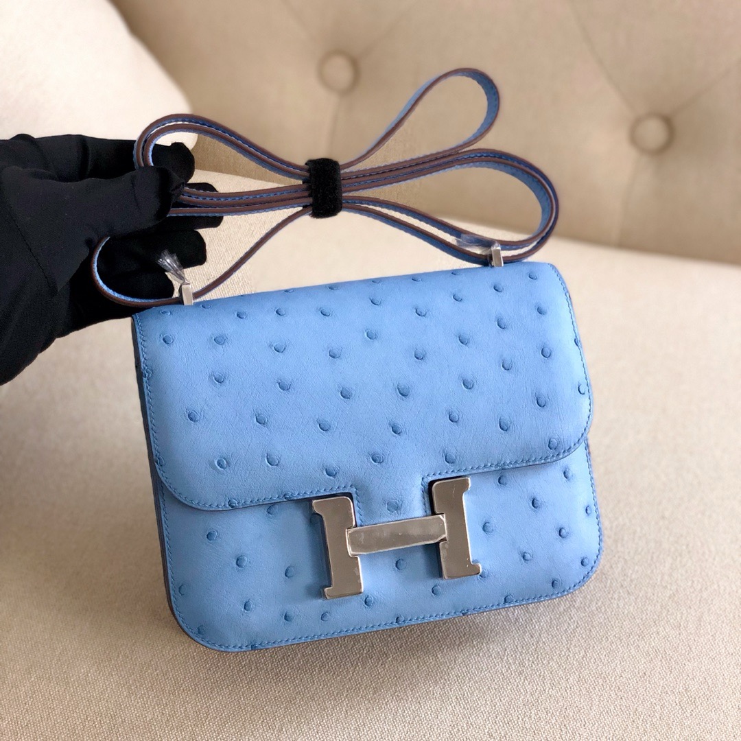 Hermes Constance  #T0 Blue Brume  Ostrich