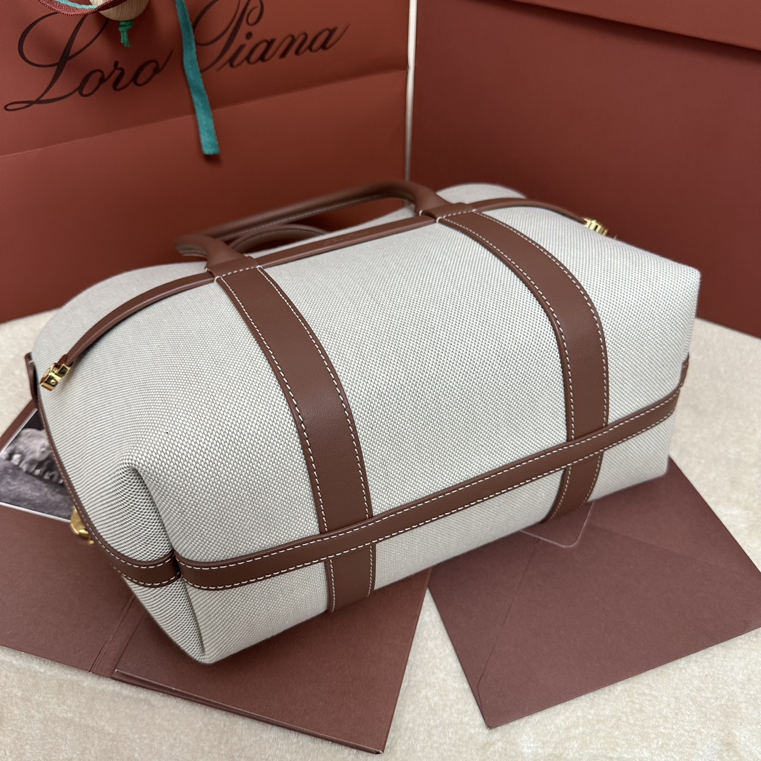 Loro Piana Ghiera Shopper Canvas + cowhide