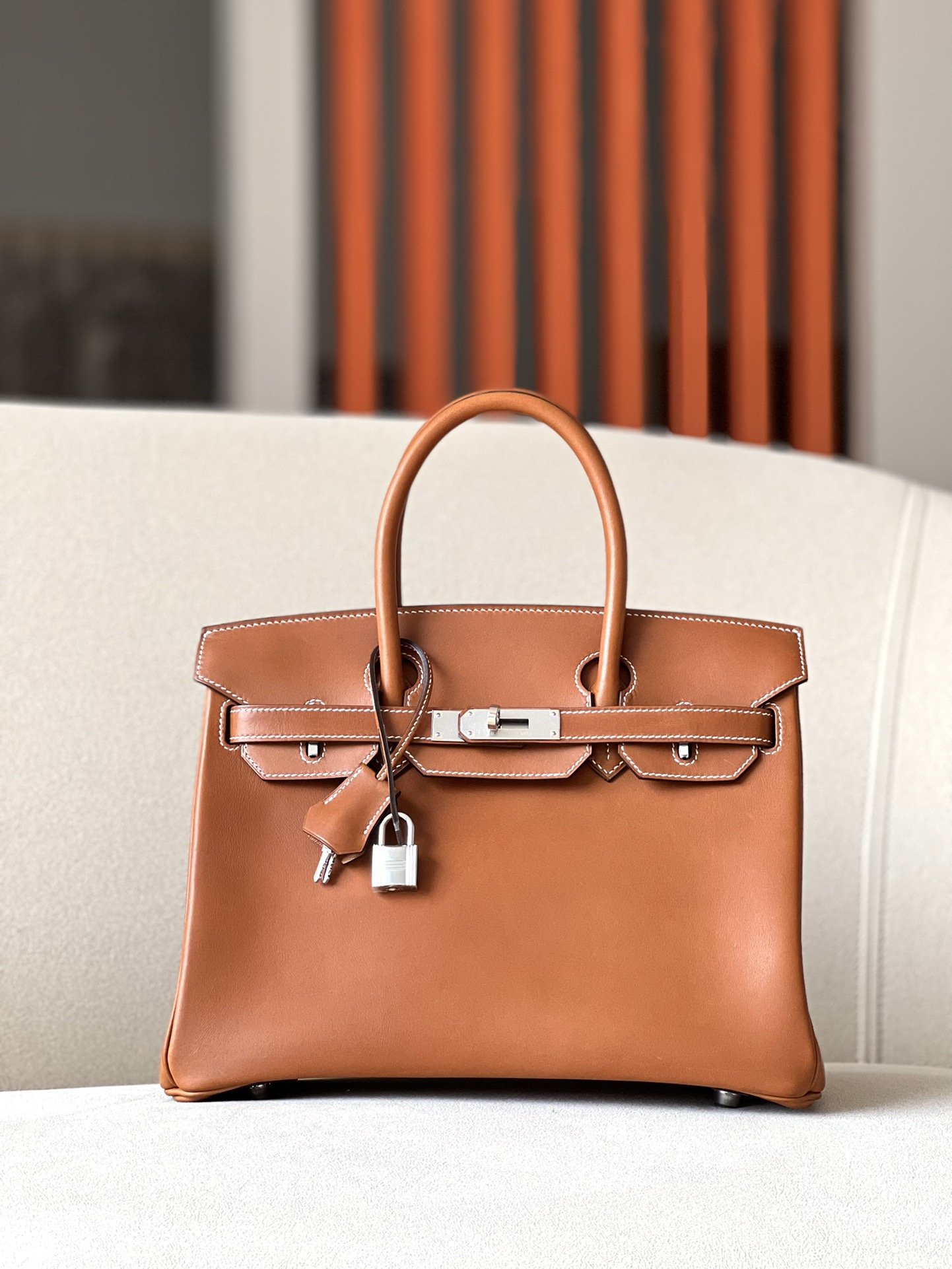 Hermes Birkin #37 Gold brown 25-35cm Barenia Faubourg