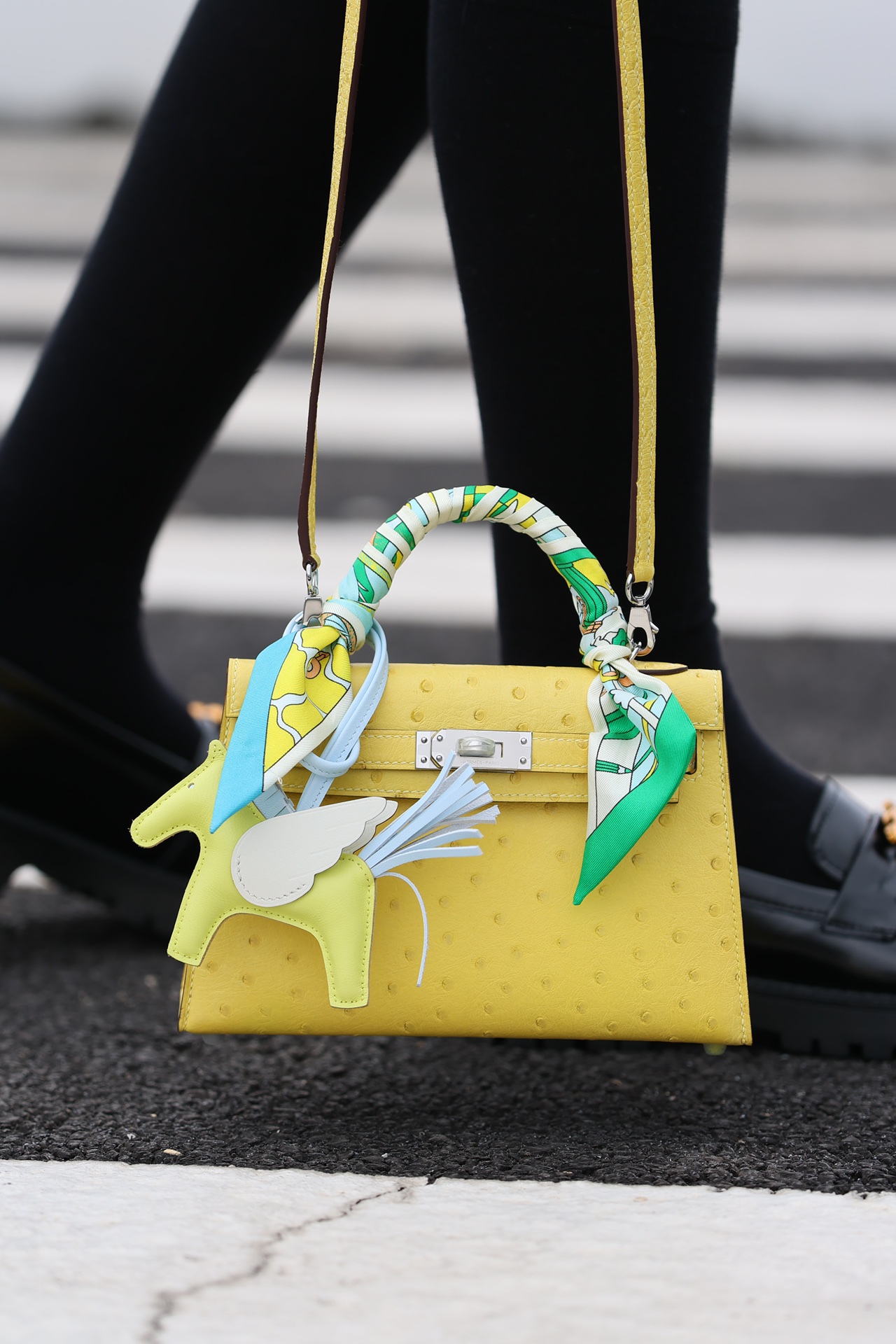 Hermes Mini Kelly  #9N Jaunce Citron  Ostrich