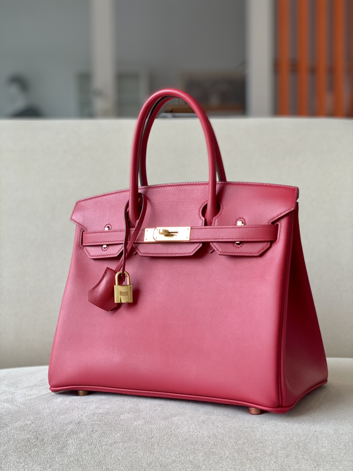 Hermes Birkin #S3 Rouge coeur 25-35cm Barenia Faubourg