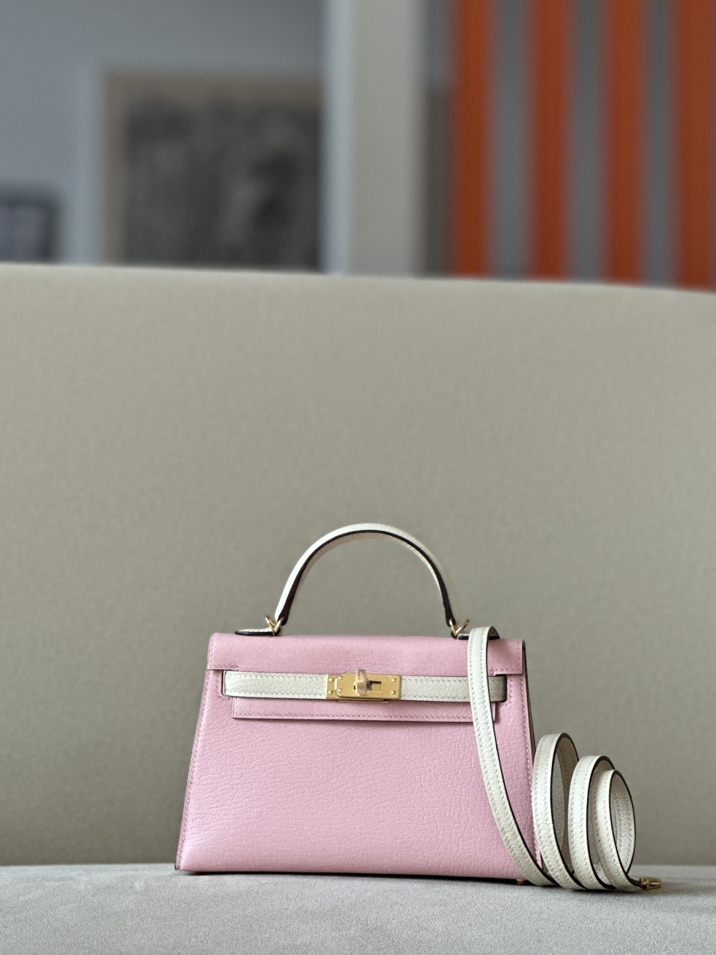 Hermes Mini Kelly  Color blocking  Goatskin