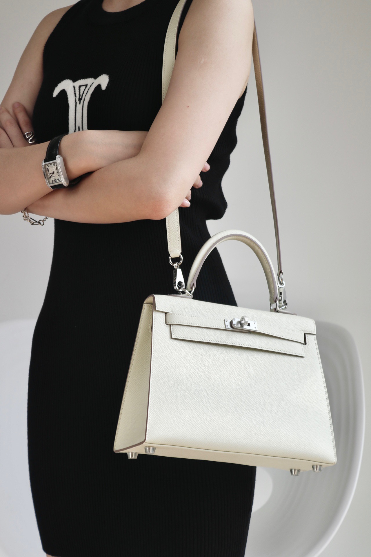 Hermes Kelly #10 Craie 25-28cm Epsom Sellier