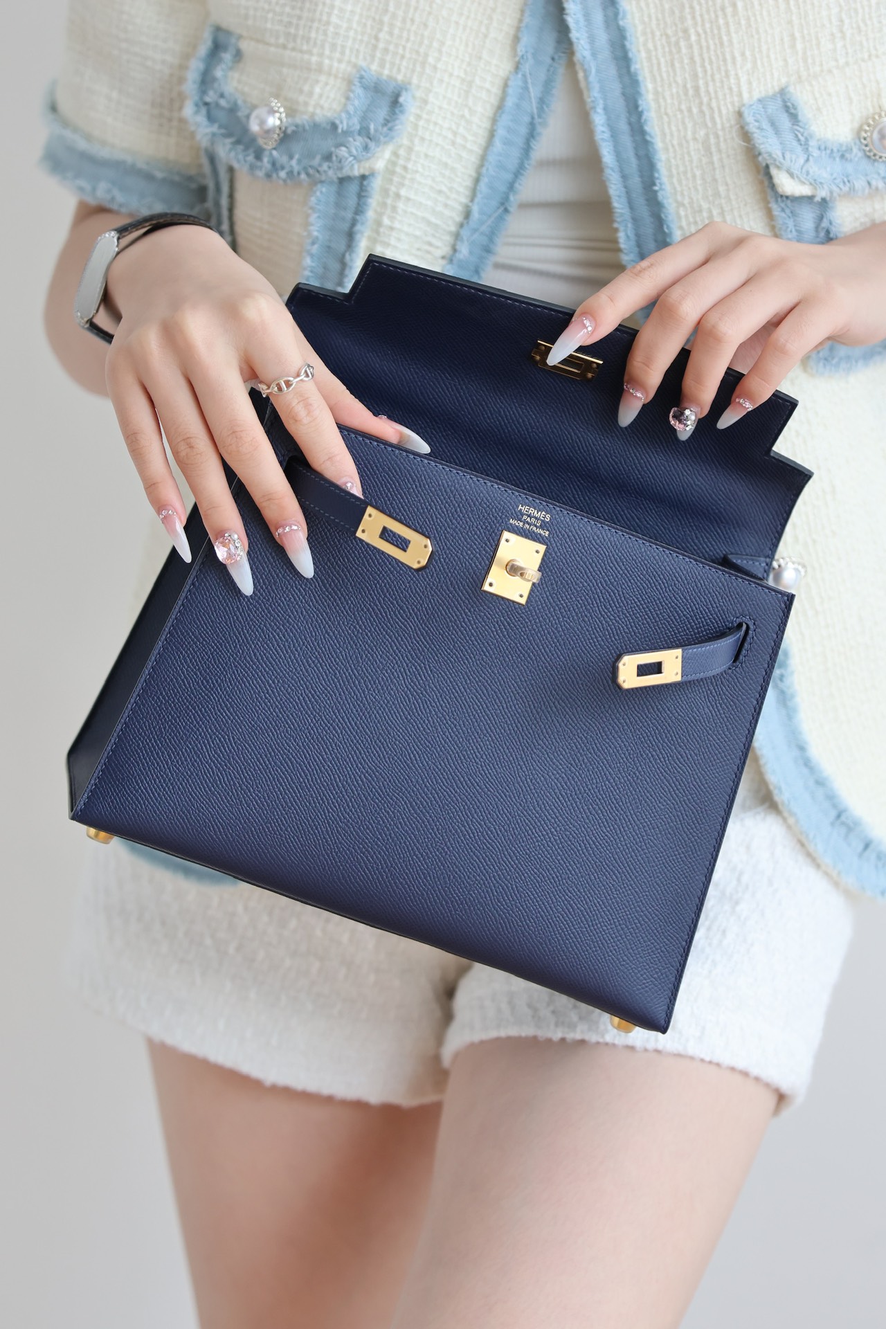 Hermes Kelly #73 Blue Sapphire 25-28cm Epsom Sellier