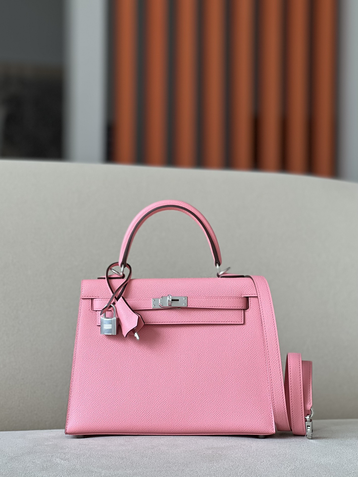 Hermes Kelly #1Q Rose confetti 25-28cm Epsom Sellier