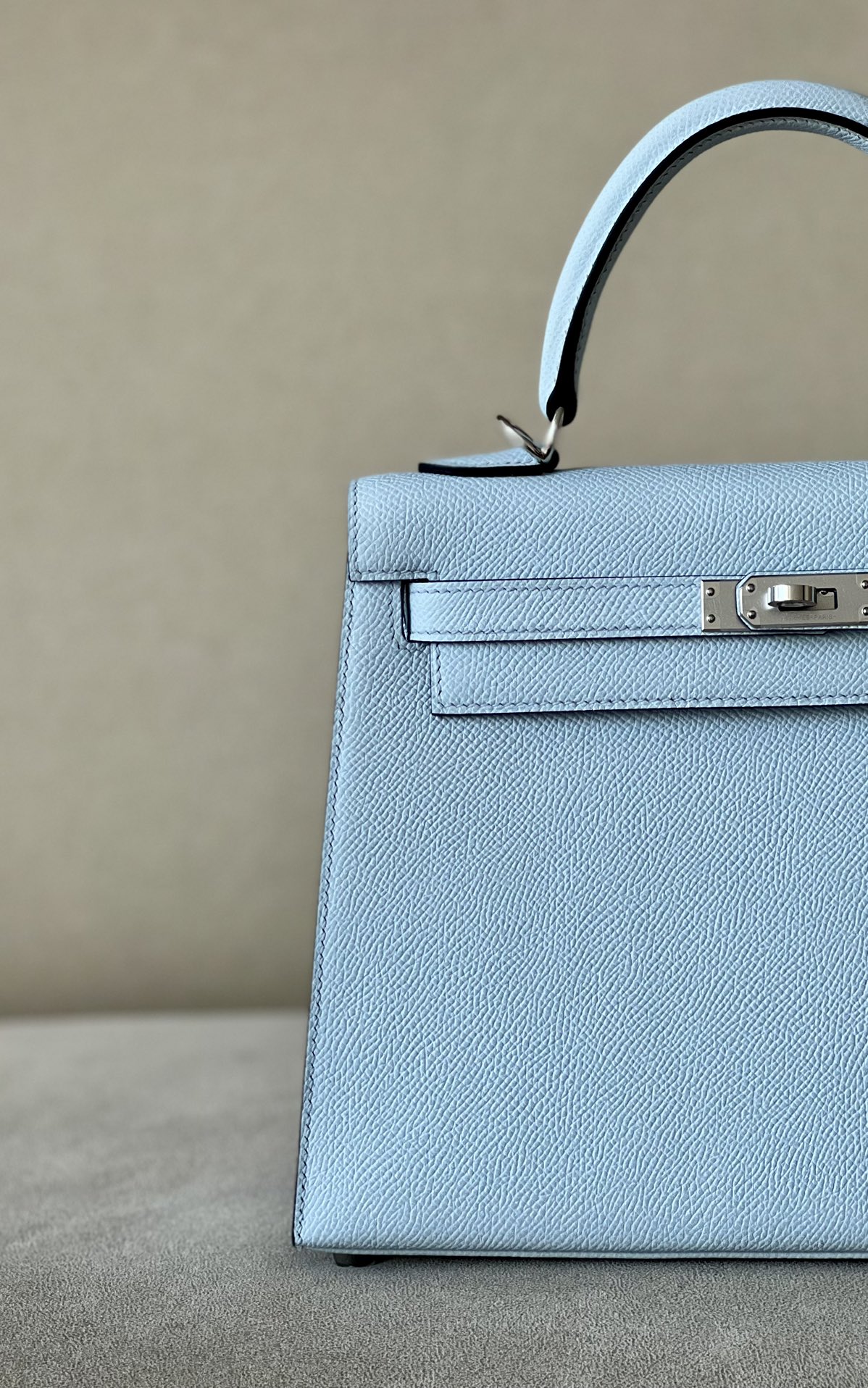 Hermes Kelly #T0 Blue Brume 25-28cm Epsom Sellier