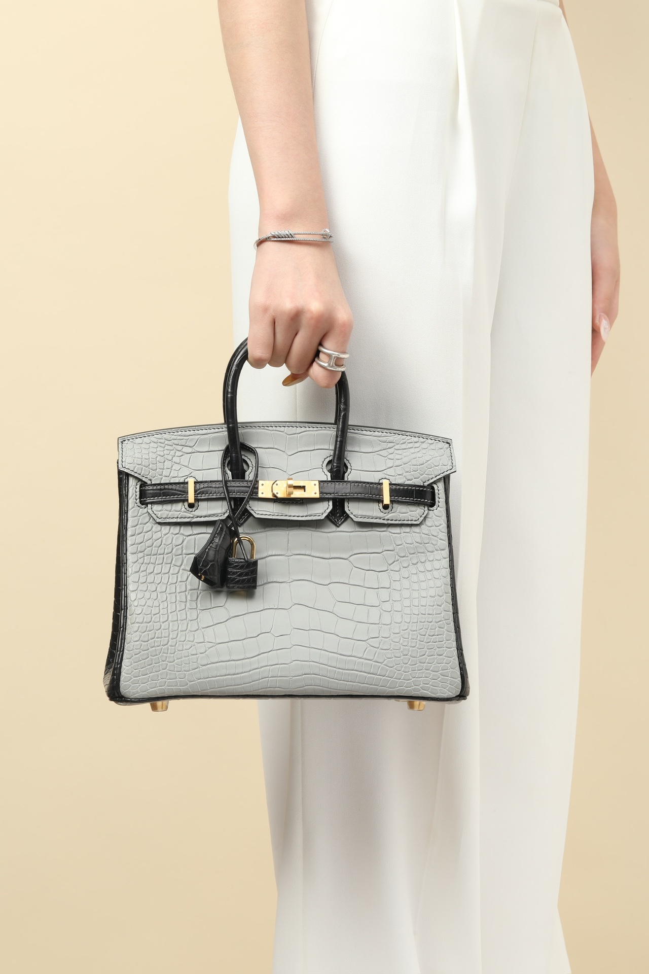 Crocodile leather color blocking Birkin 25-35cm