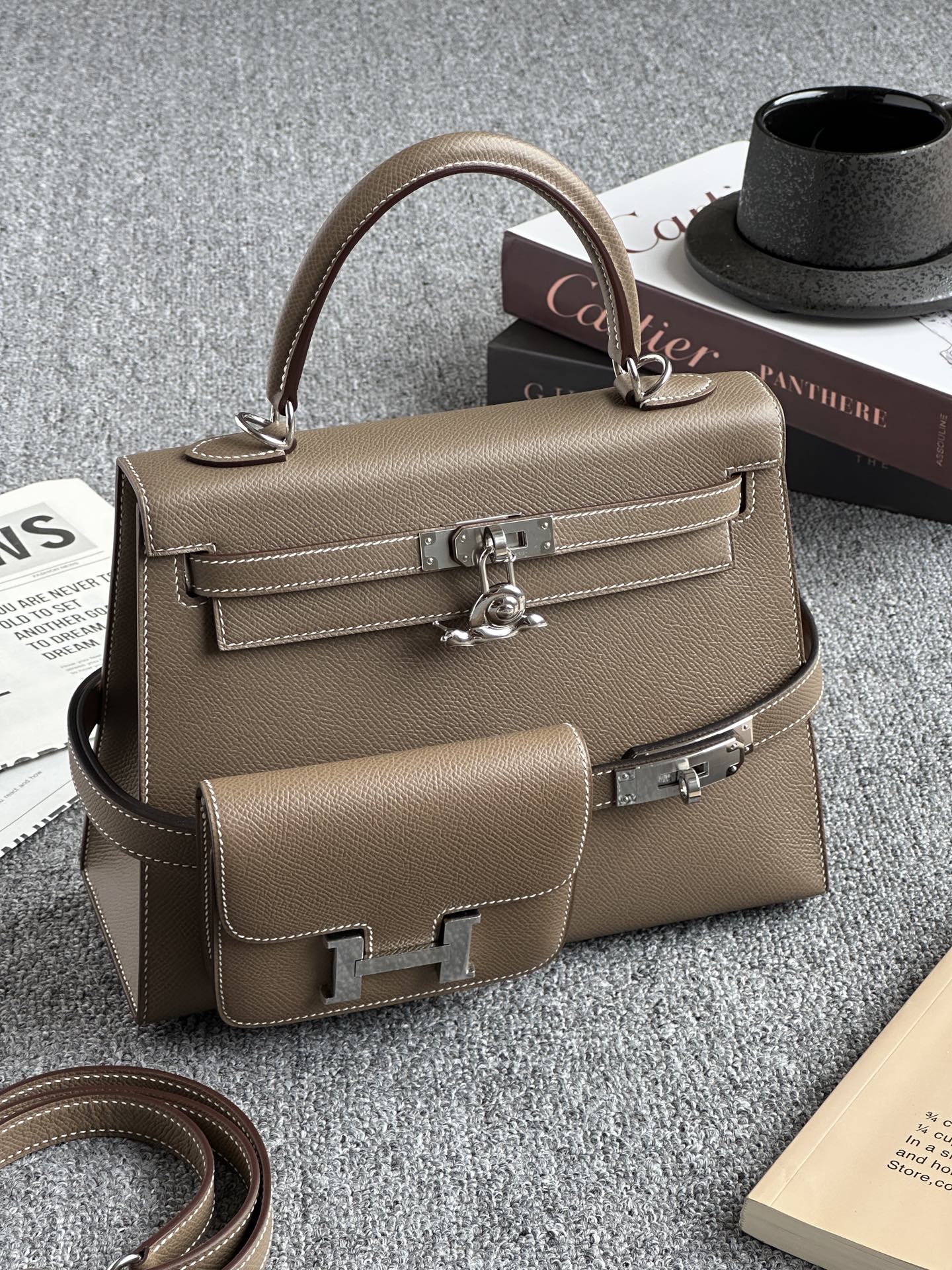 Hermes Kelly #18 Etoupe  25cm Epsom Sellier