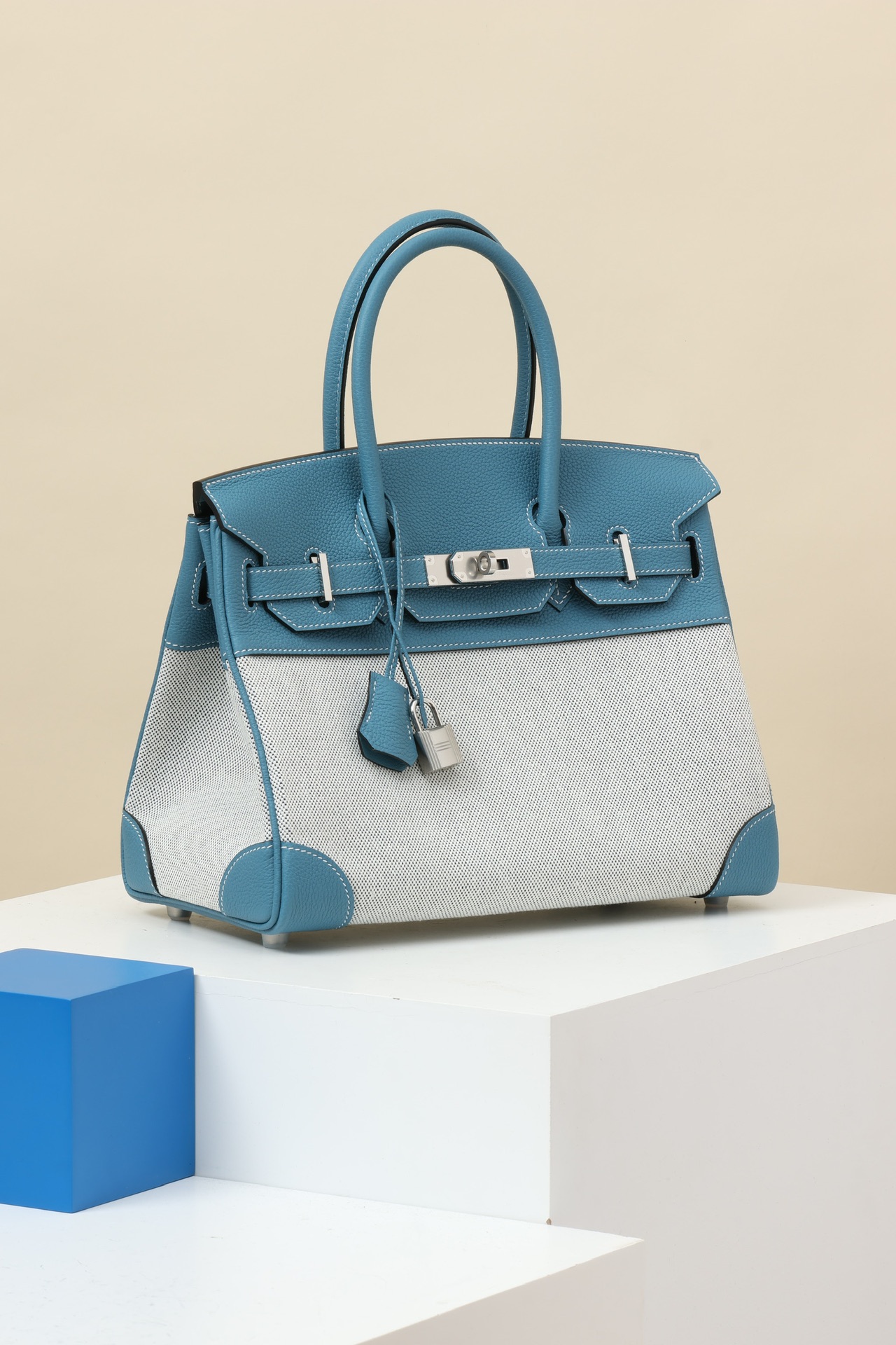 Hermes Canvas with Swift leather #75 Blue Jean 30cm