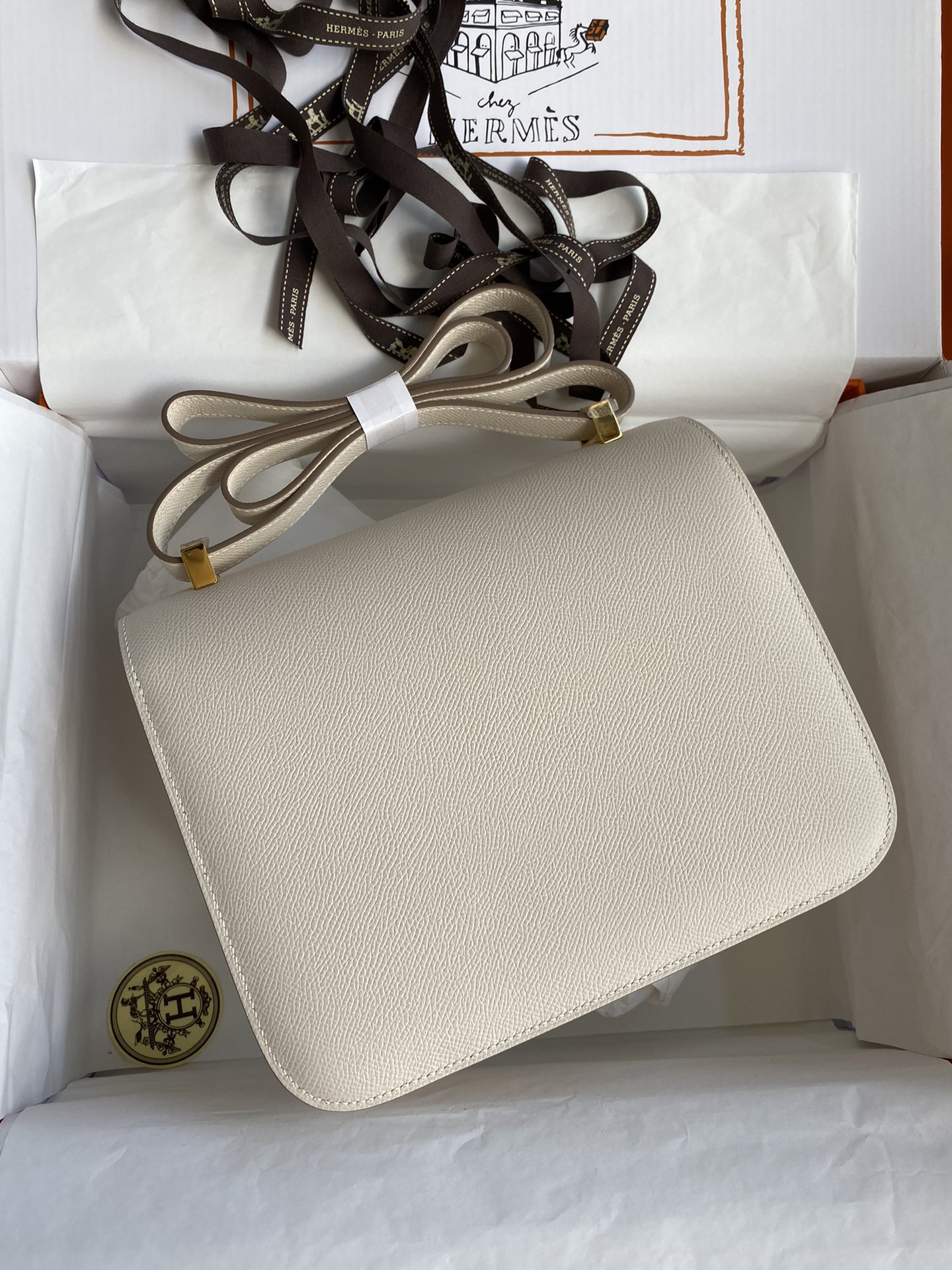 Hermes Constance #10 Craie 19-24cm Epsom