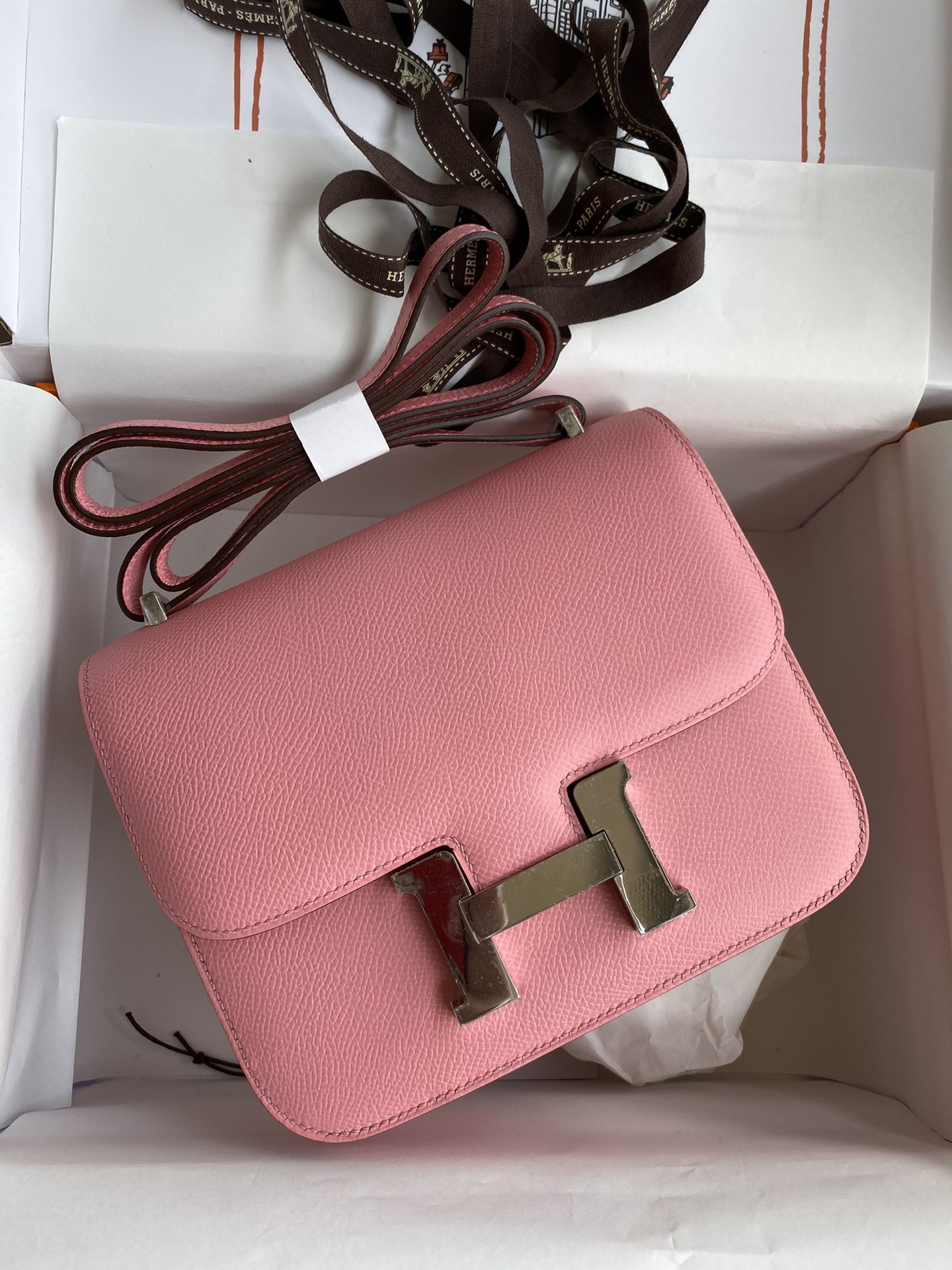 Hermes Constance #1Q Rose confetti 19-24cm Epsom
