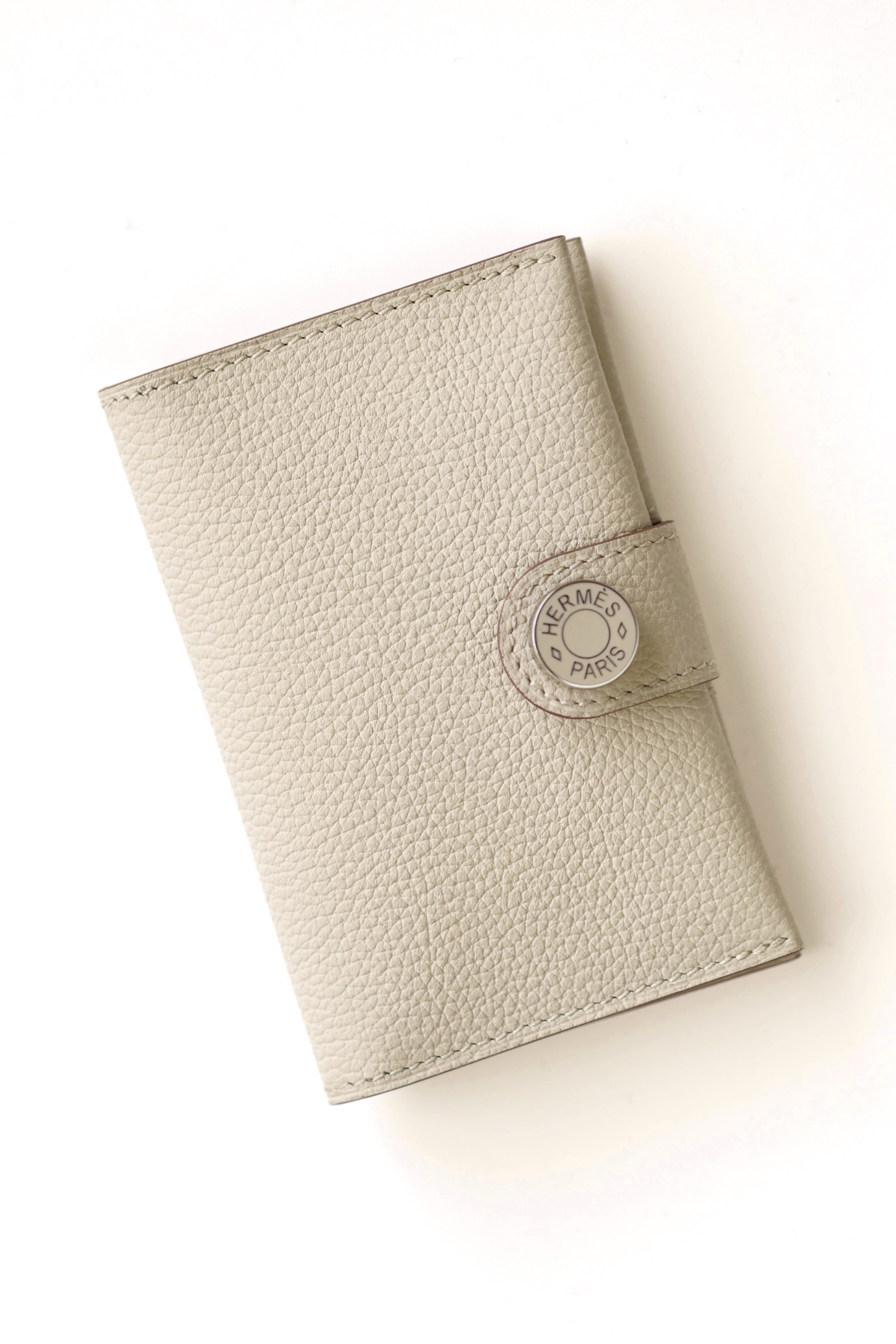 Hermes #10 Craie 10.5cm Evergrain Franc hardware Wallet