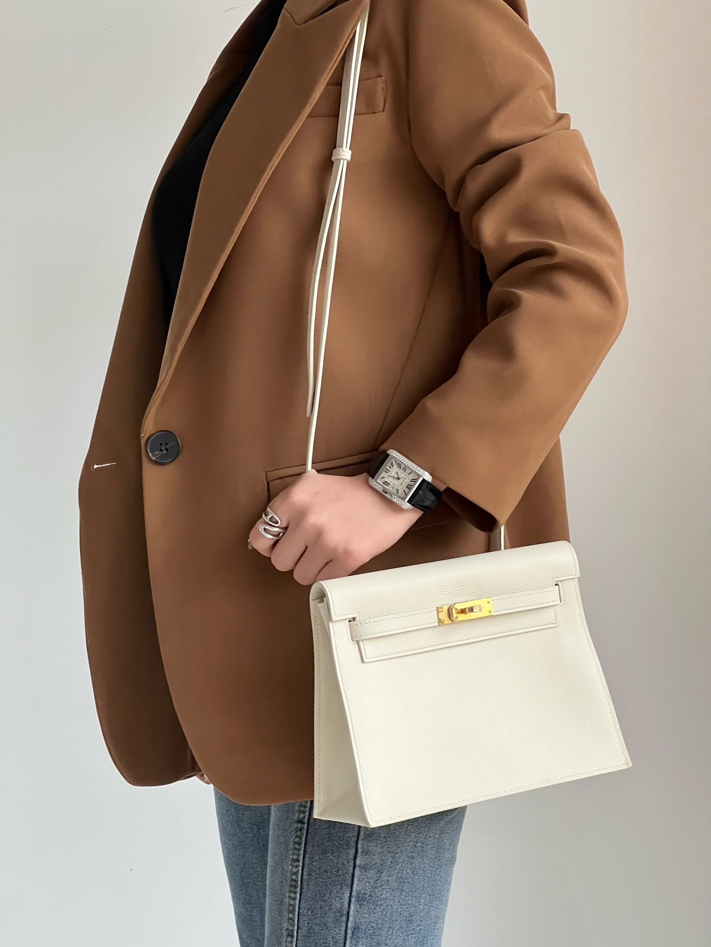 Hermes Kelly Danse #10 Craie 22cm Evercolor