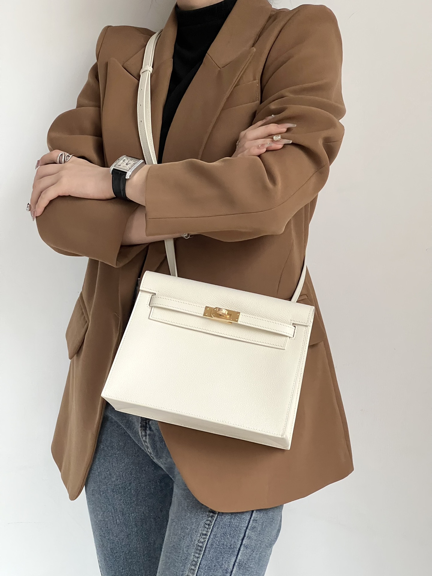 Hermes Kelly Danse #10 Craie 22cm Evercolor