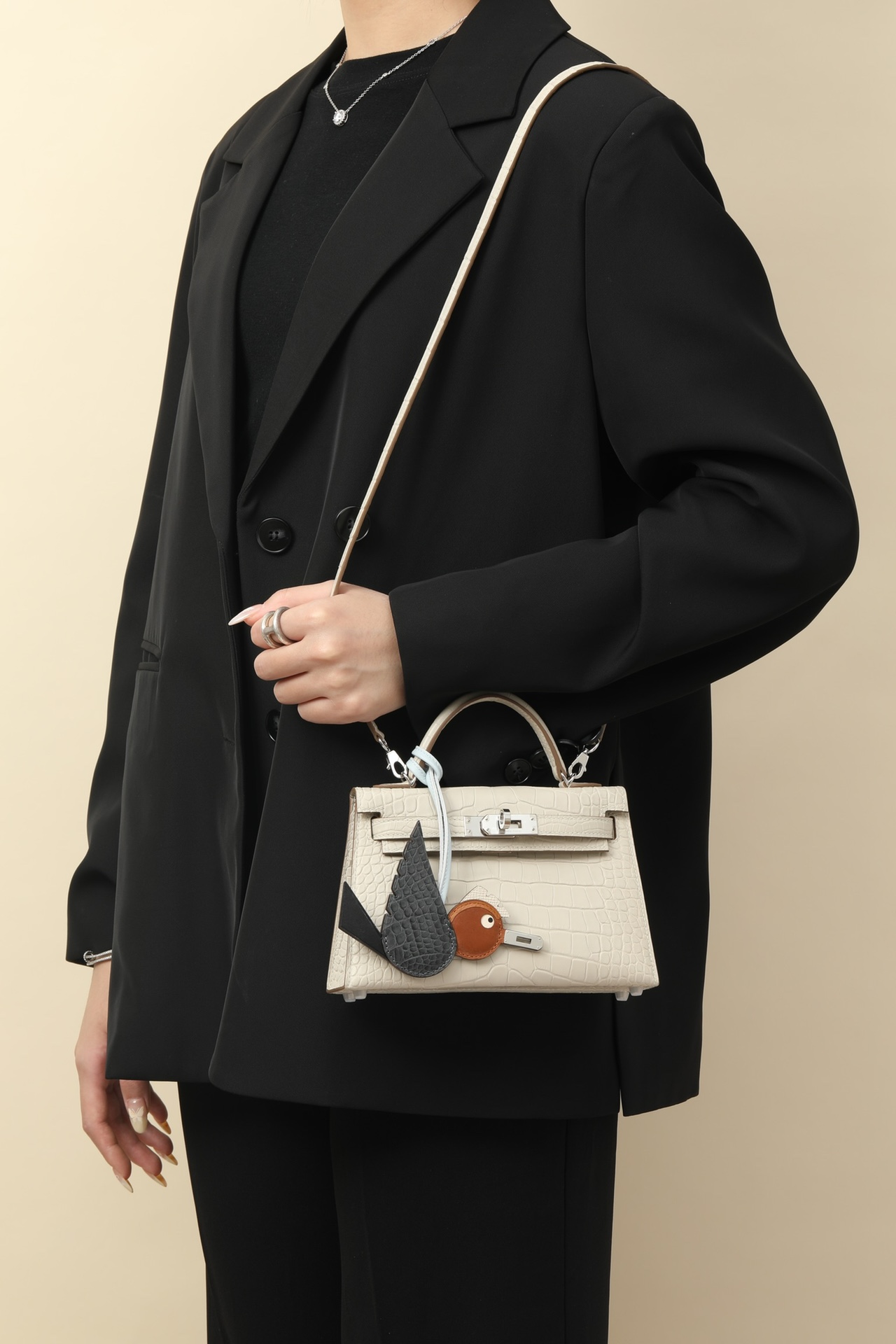 Crocodile skin Mini Kelly #8L Beton