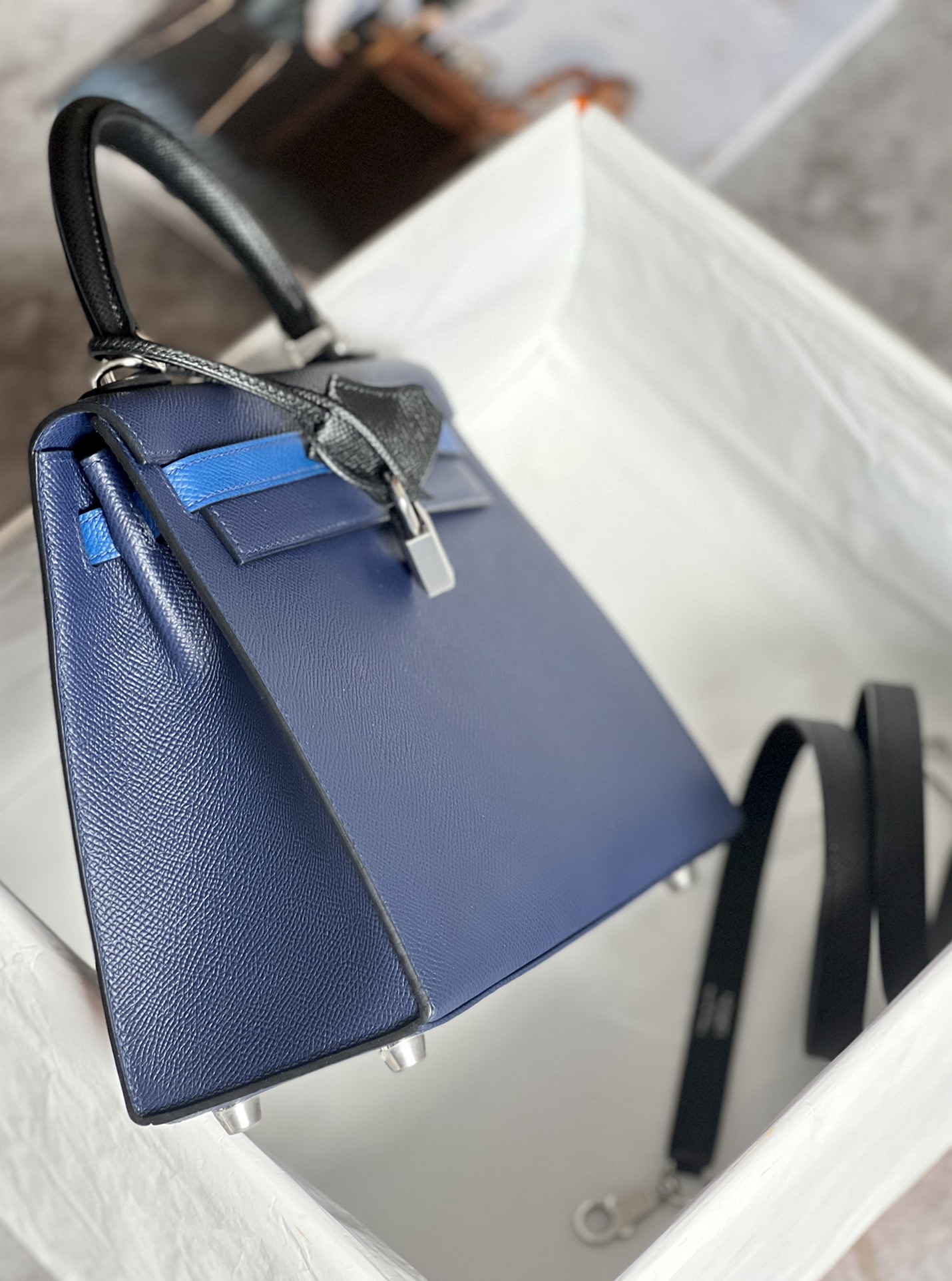 Hermes Kelly Color blocking  25-28cm Epsom Sellier