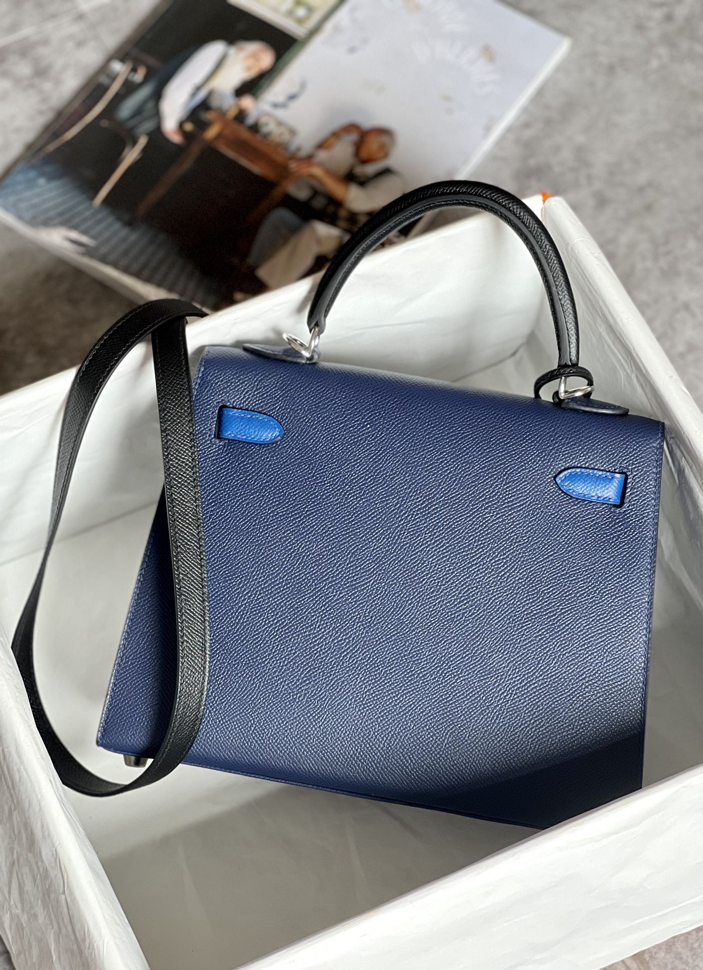 Hermes Kelly Color blocking  25-28cm Epsom Sellier