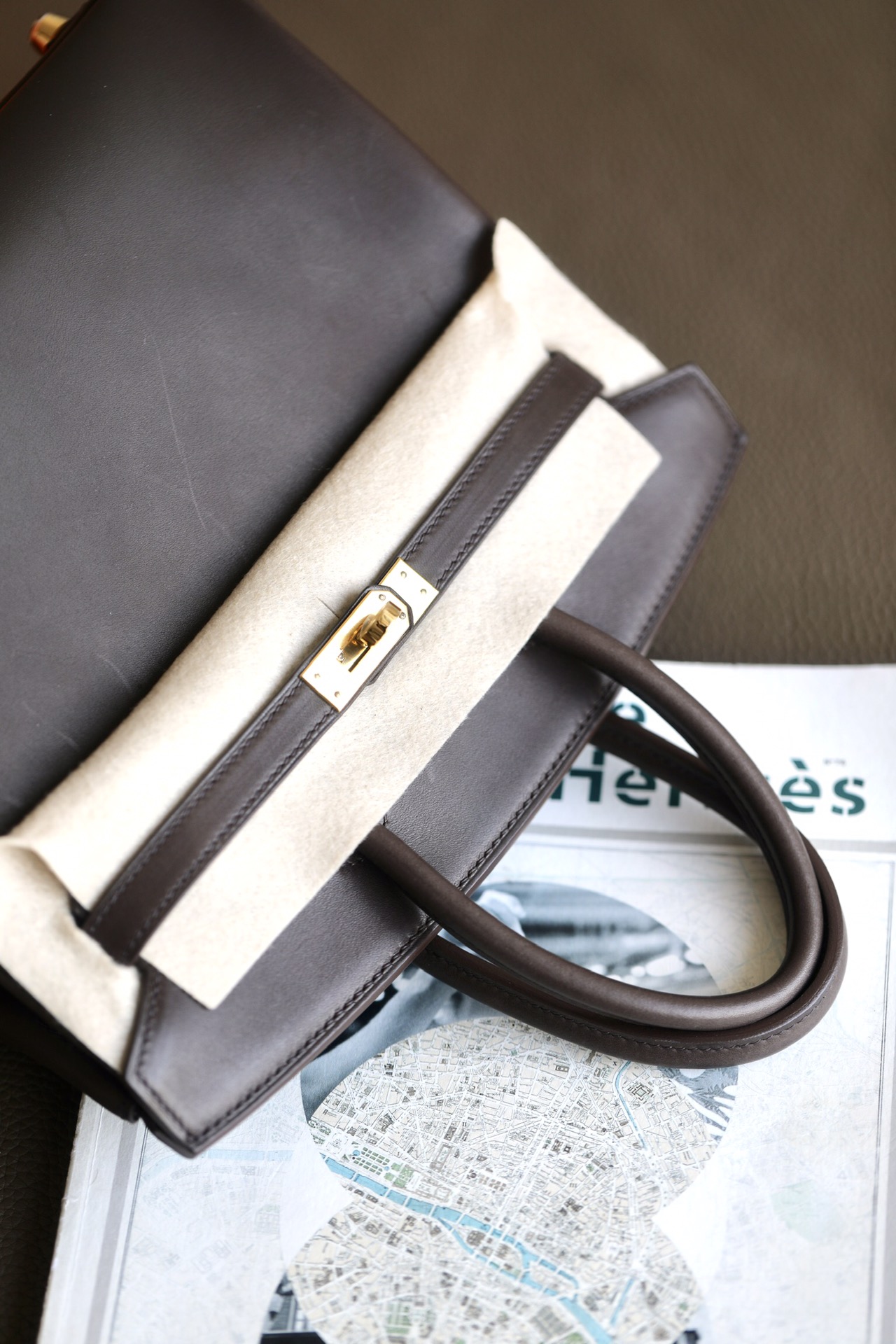 Hermes Birkin #46 Ebene 25-35cm Barenia Faubourg