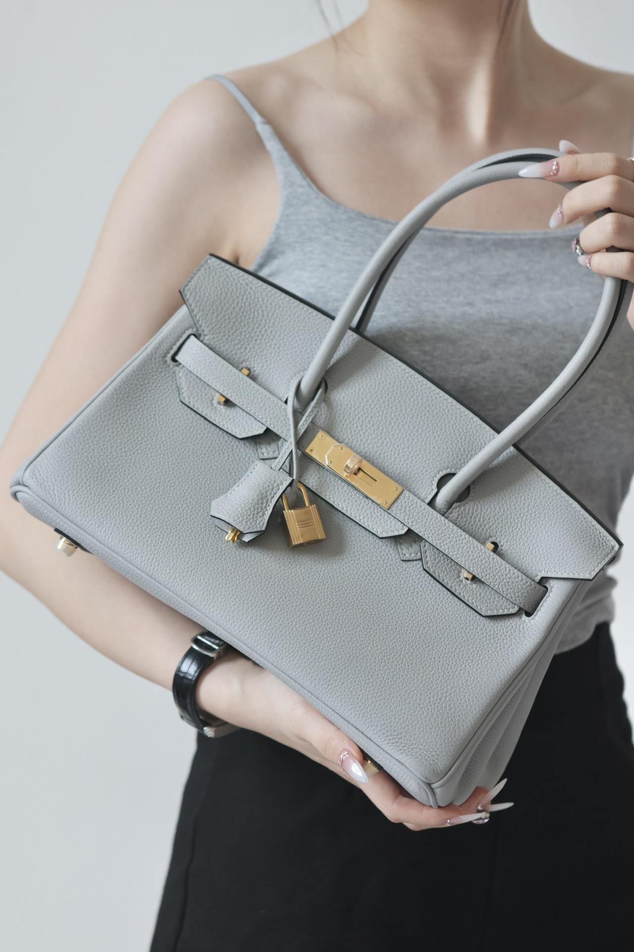 Hermes Brkin shoulder #8U Blue Glacier 29cm Togo