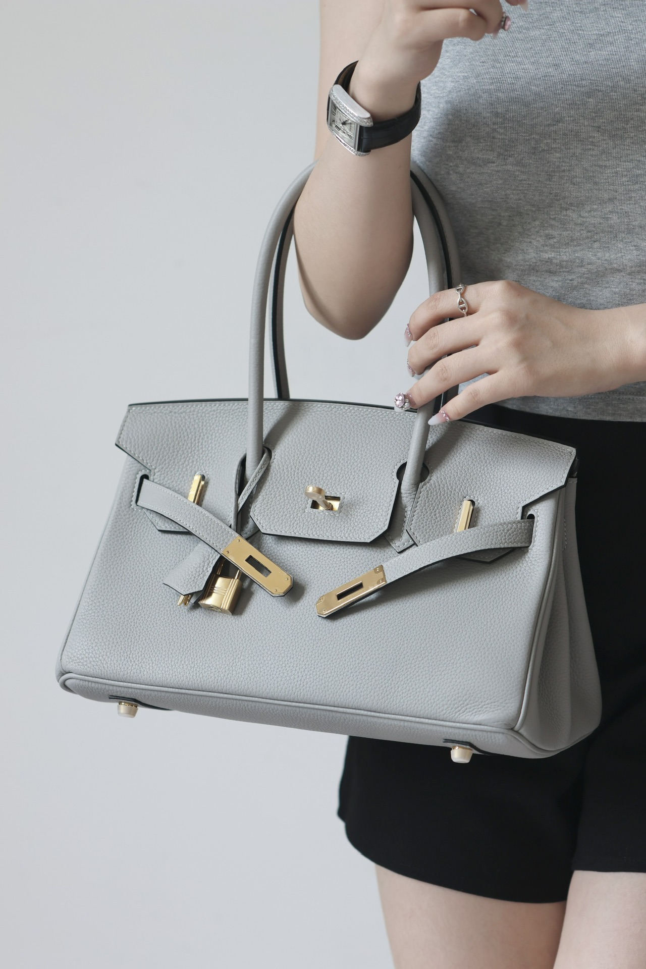 Hermes Brkin shoulder #8U Blue Glacier 29cm Togo