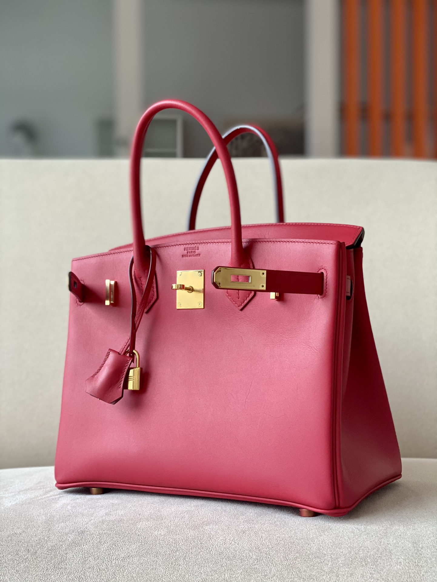 Hermes Birkin #S3 Rouge coeur 25-35cm Barenia Faubourg
