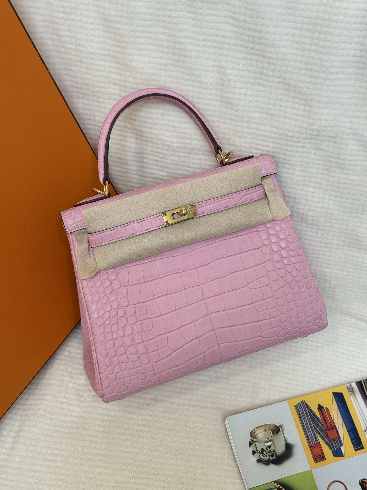 Crocodile leather #5P Pink Kelly 25-32cm