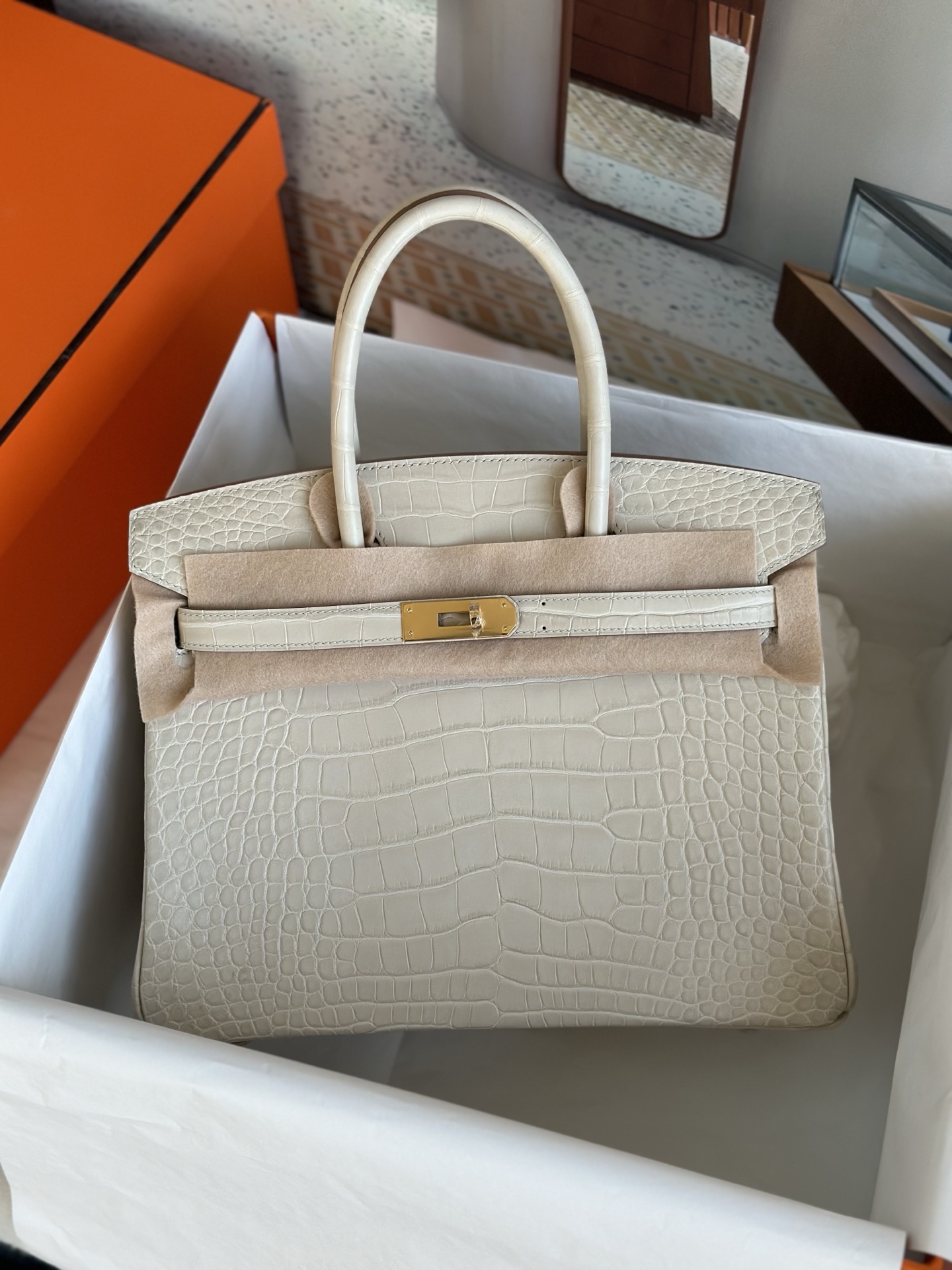 Crocodile leather #8L Beton Birkin 25-35cm