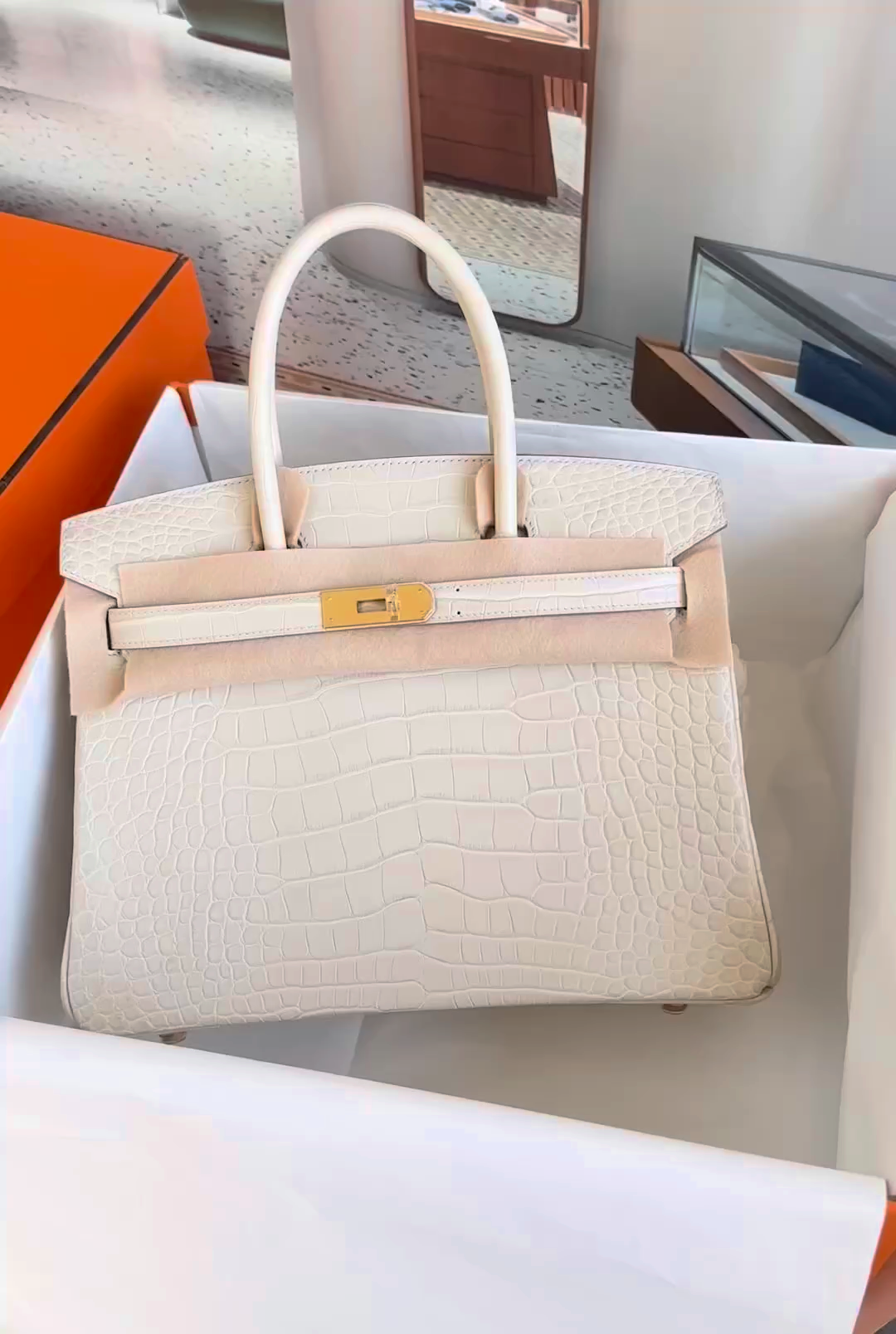Crocodile leather #8L Beton Birkin 25-35cm