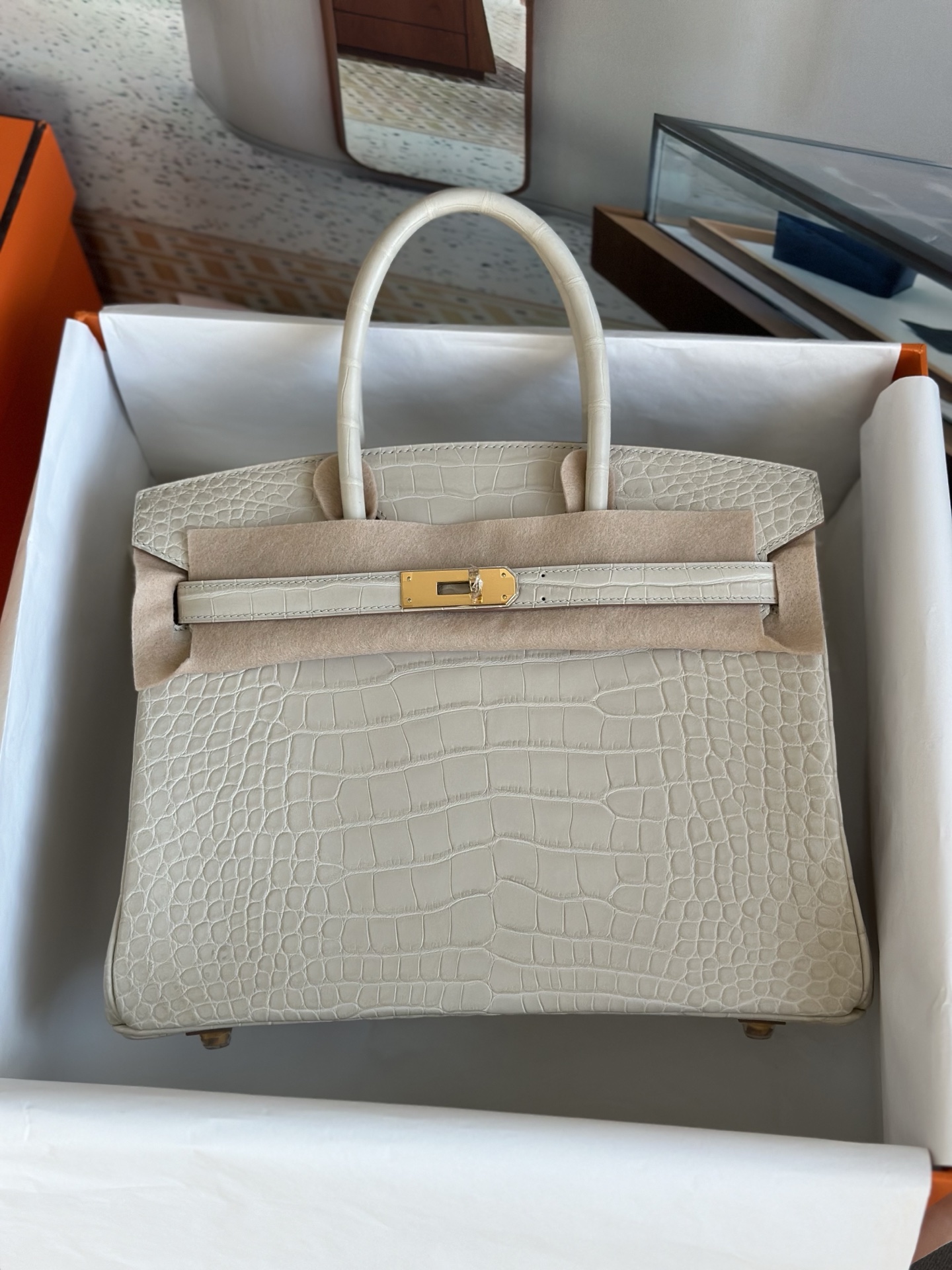 Crocodile leather #8L Beton Birkin 25-35cm