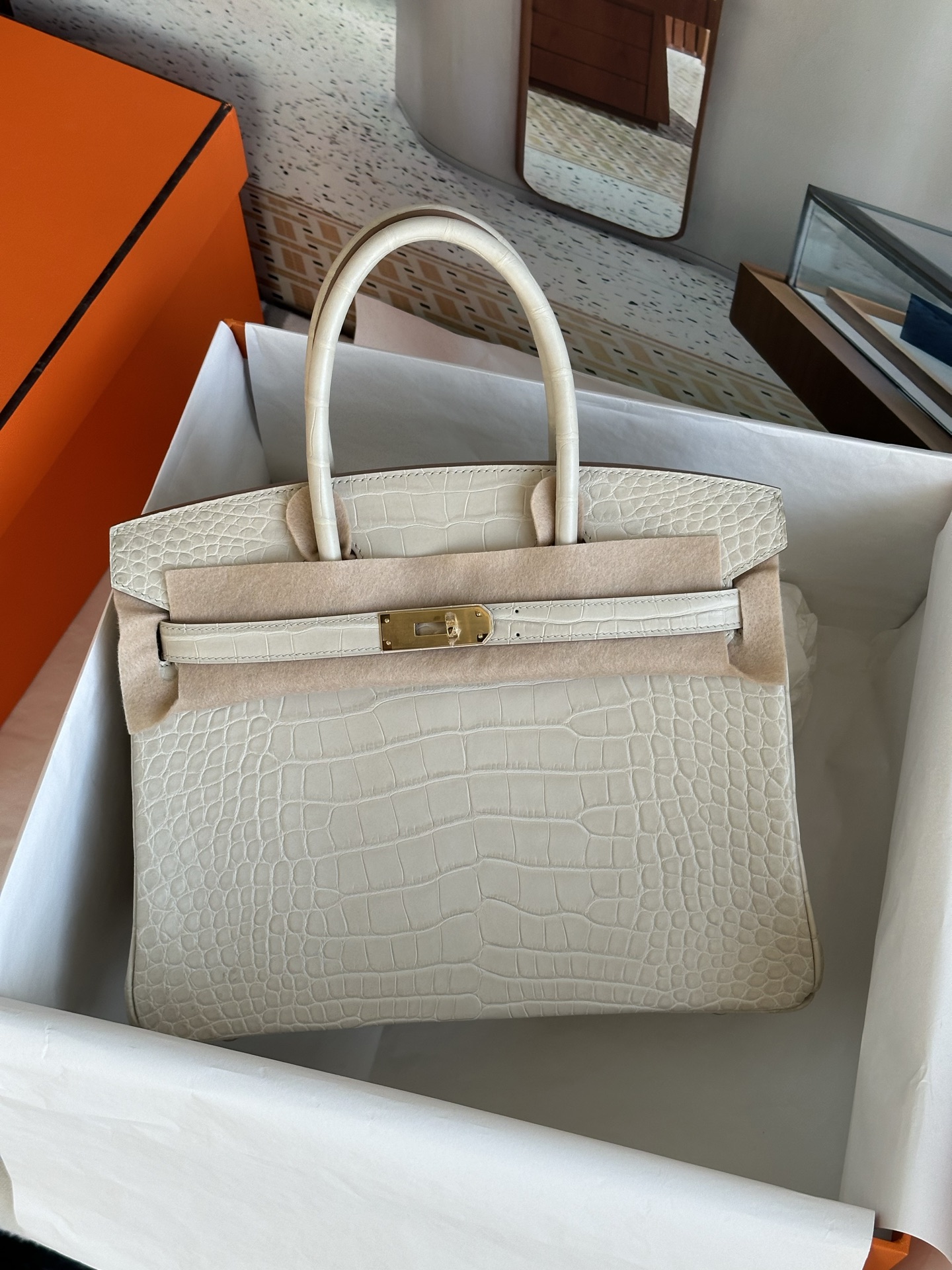 Crocodile leather #8L Beton Birkin 25-35cm