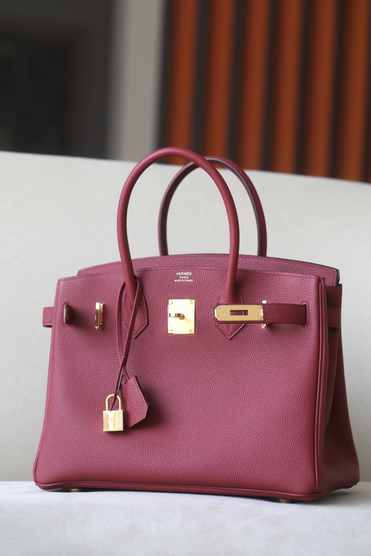 Hermes Birkin #K1 Rouge Grenat 25-35cm Togo
