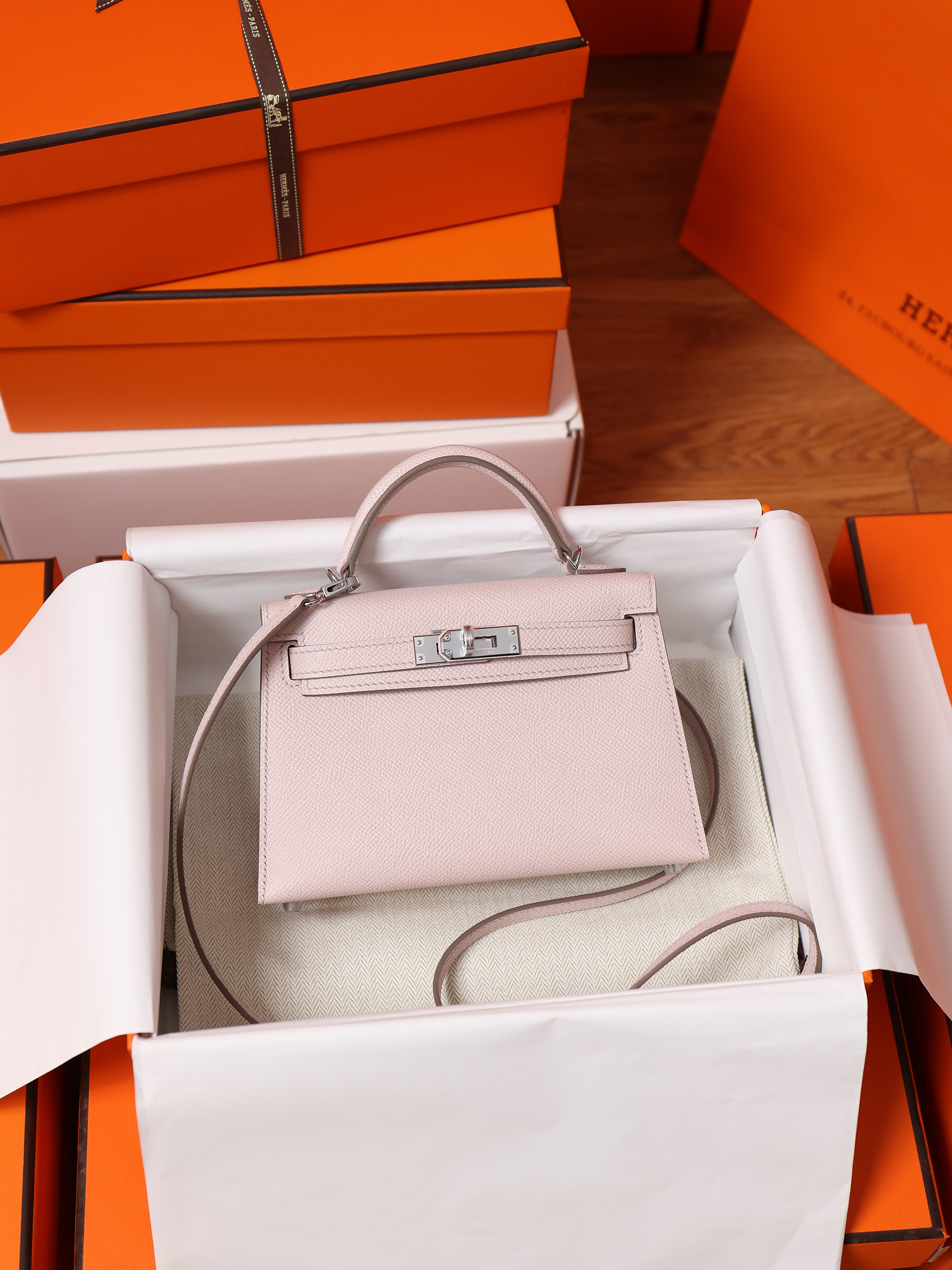 Hermes Mini Kelly #09 Mauve pale Epsom