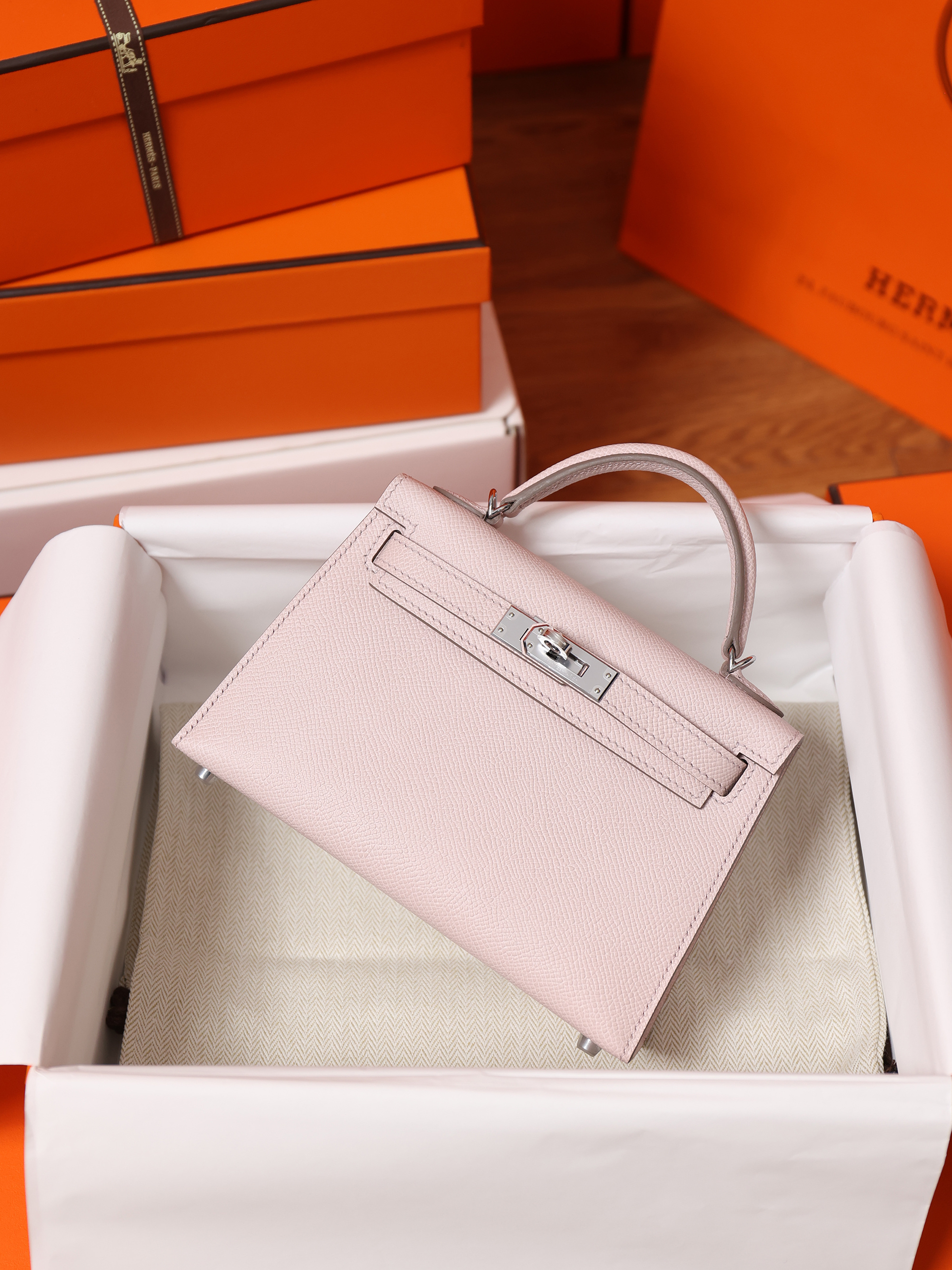 Hermes Mini Kelly #09 Mauve pale Epsom