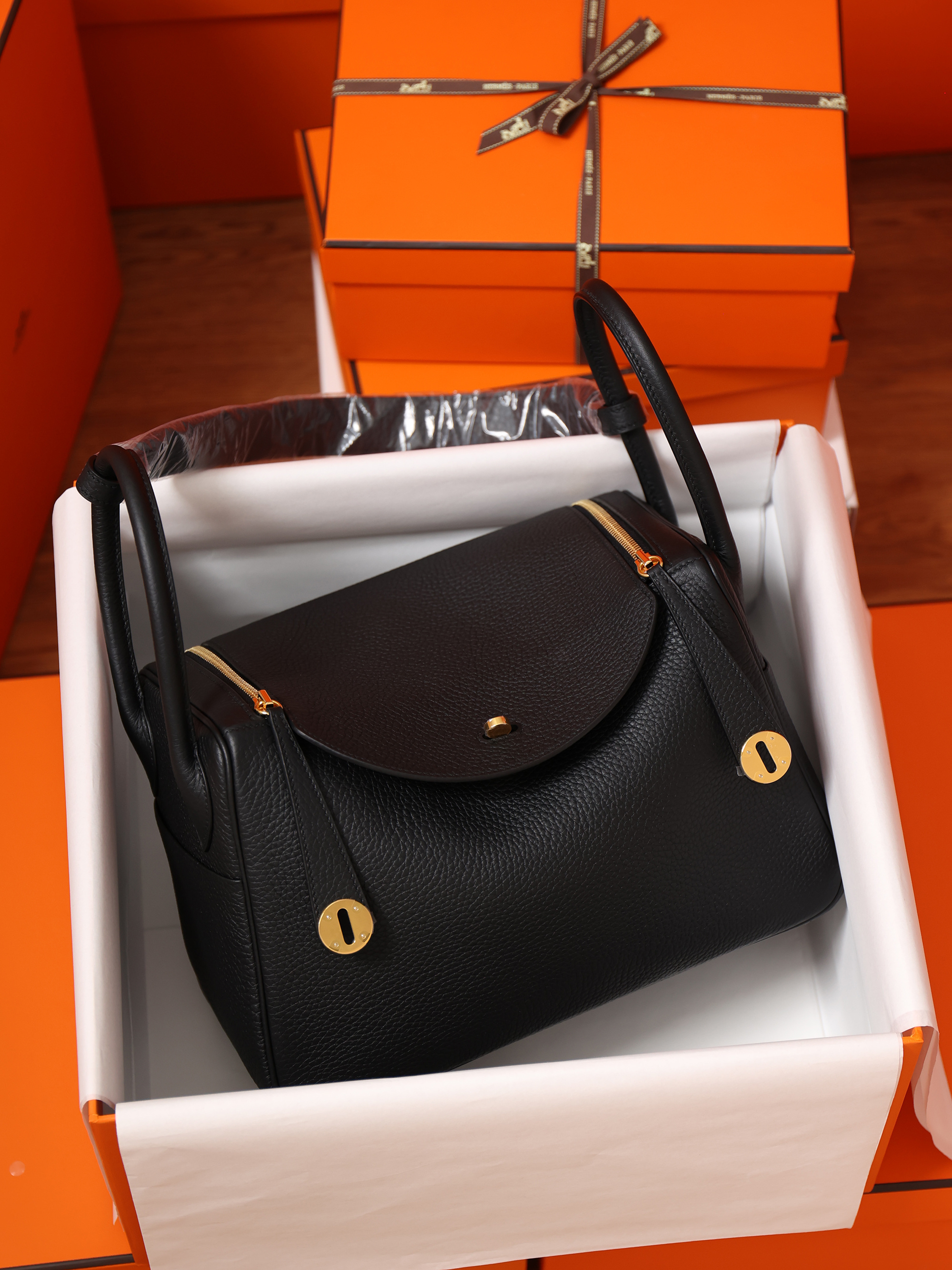 Hermes Lindy ##89 Noir Togo 19-26-30cm
