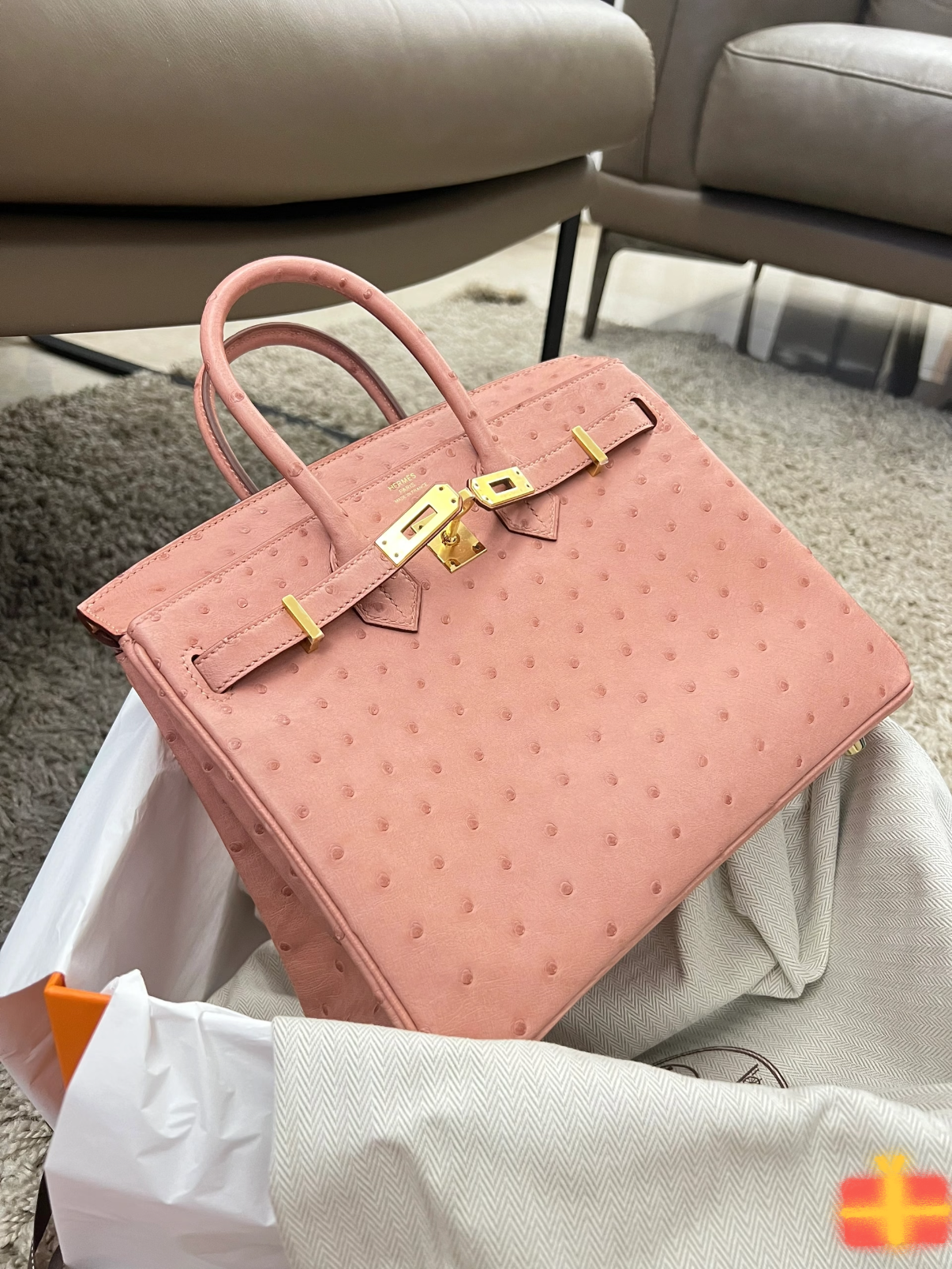 Ostrich skin Birkin 35cm full handmade（Only one)