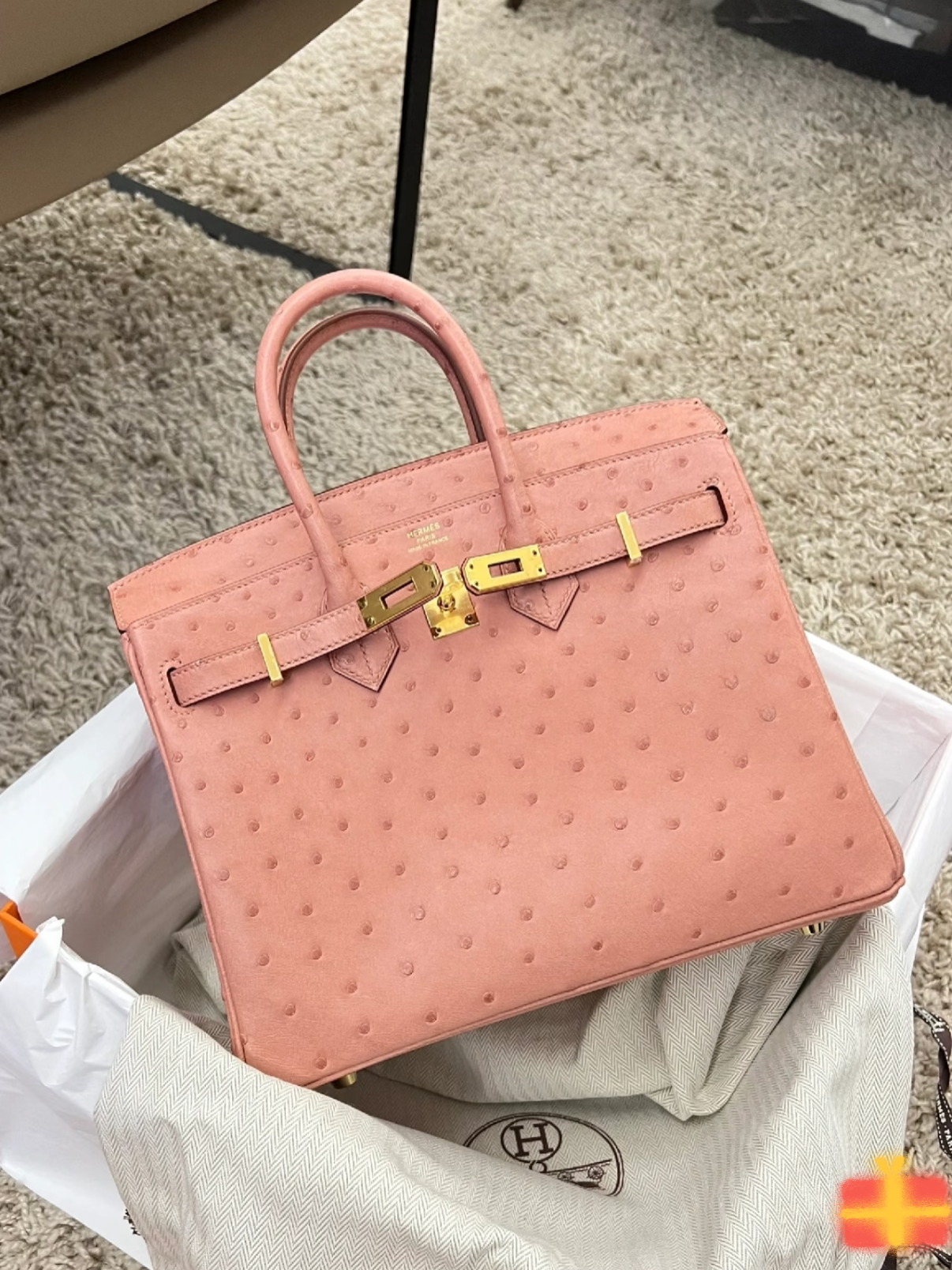 Ostrich skin Birkin 35cm full handmade（Only one)