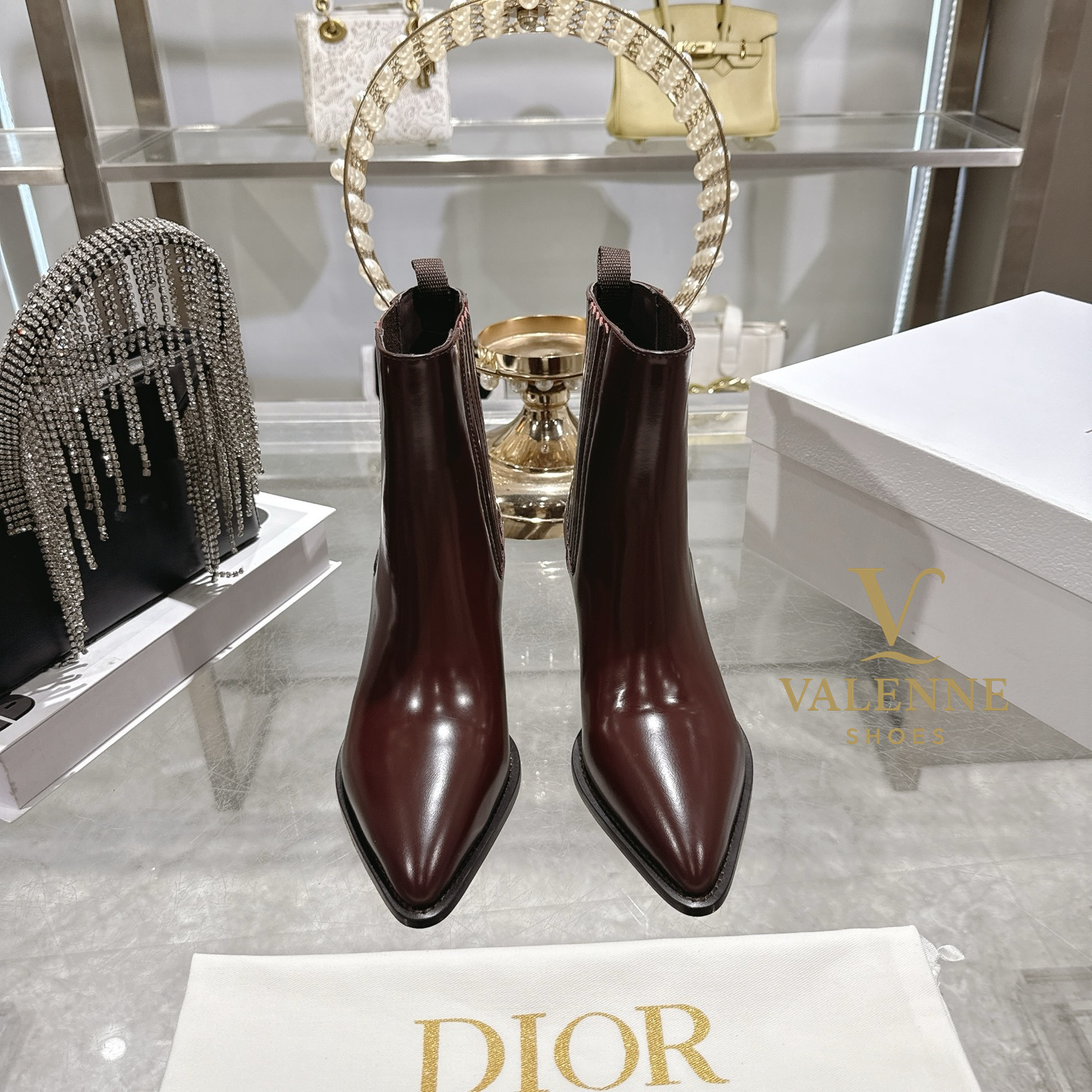 Dior Chunky Heel Square Toe Ankle Boots