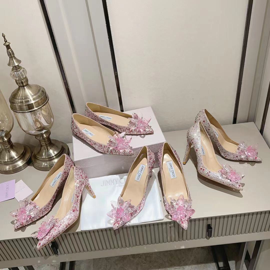 Jimmy Choo Alia Suede crystal high heels rose pink
