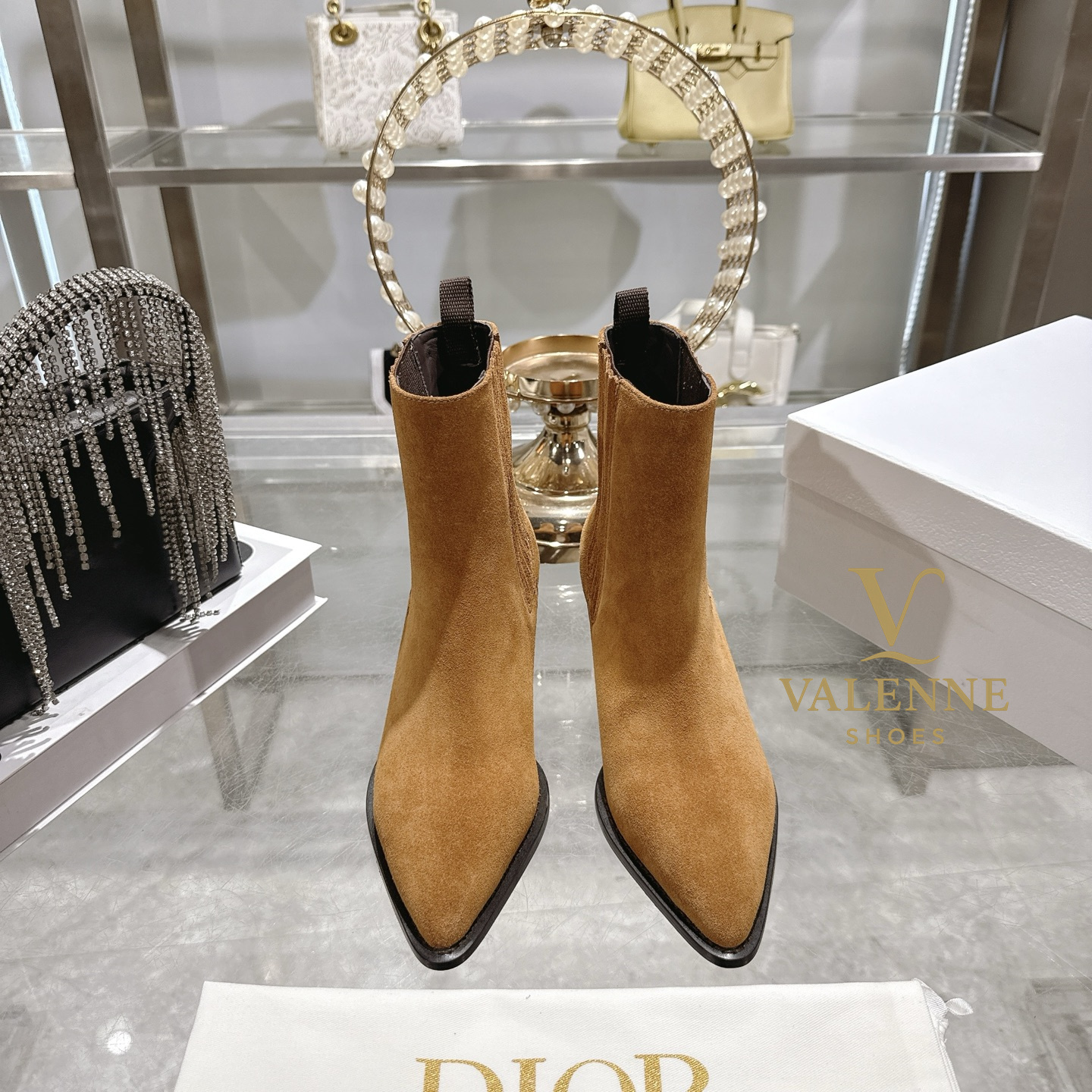 Dior Chunky Heel Square Toe Ankle Boots