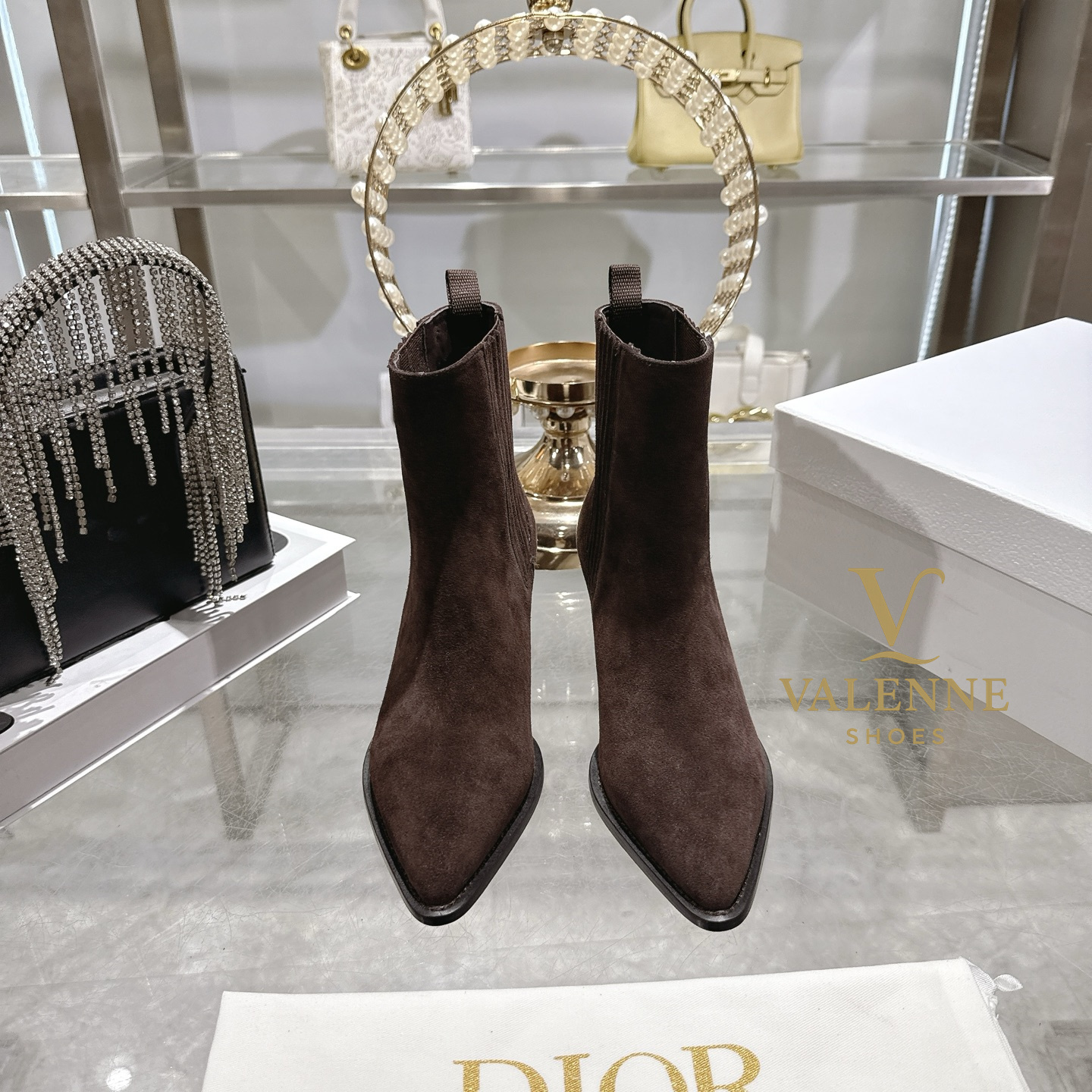 Dior Chunky Heel Square Toe Ankle Boots