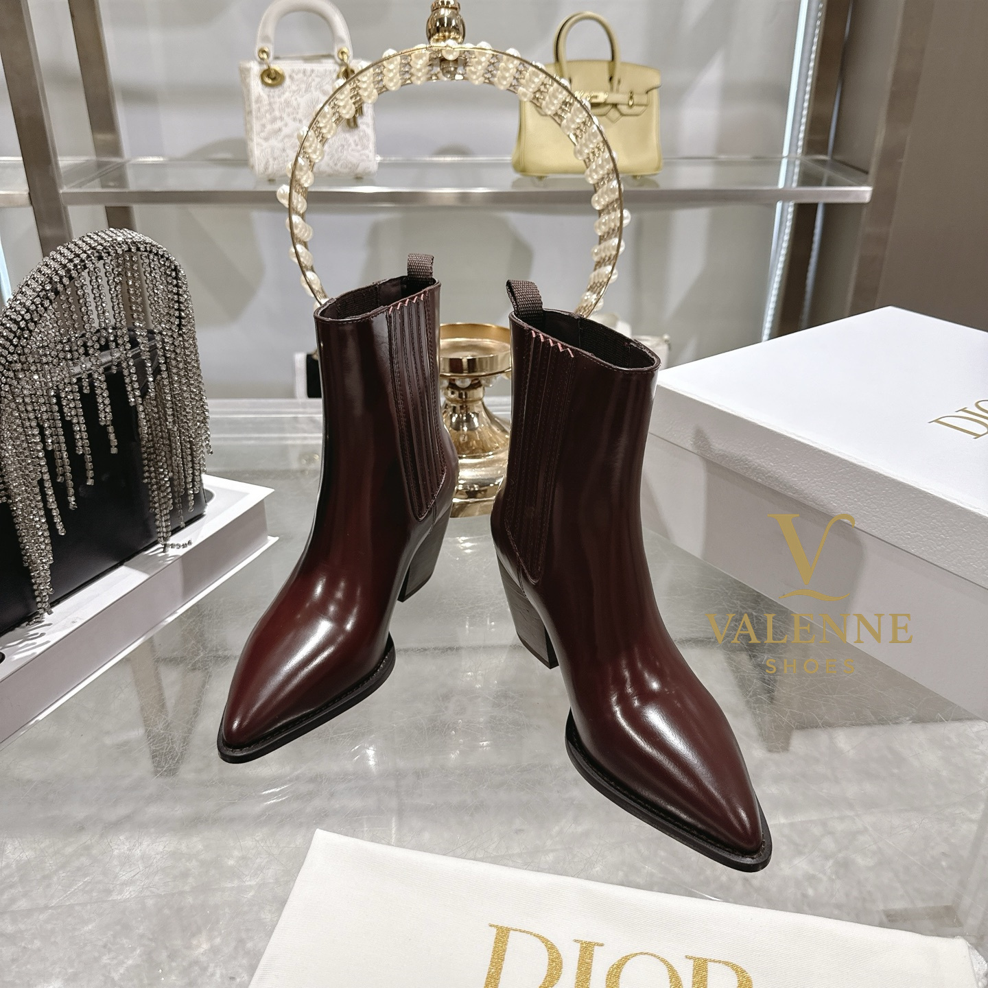 Dior Chunky Heel Square Toe Ankle Boots